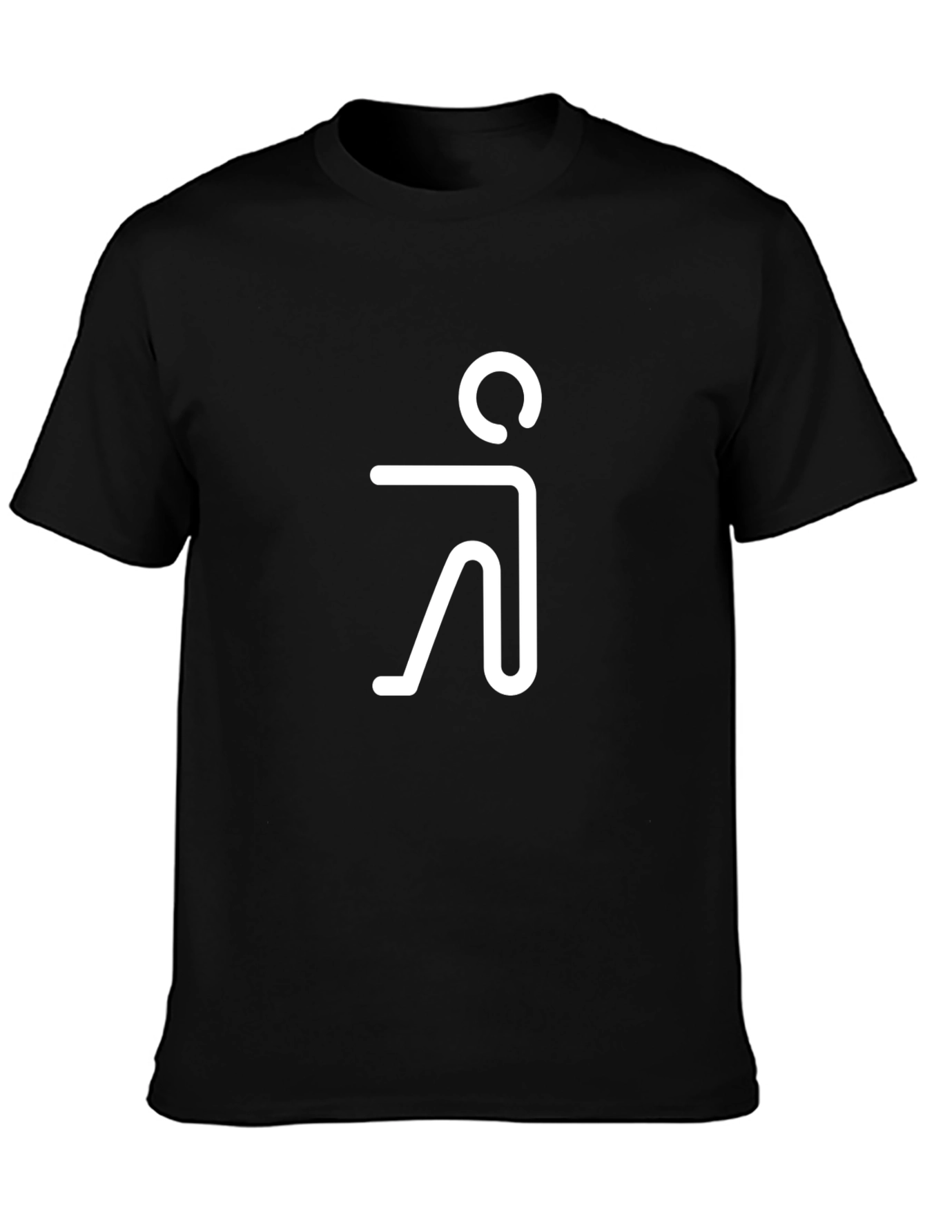 Black Minimalist Human Figure Graphic Tee - Black Cotton Blend view 3