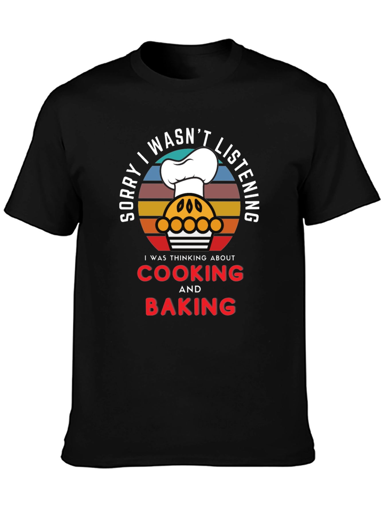 Black Cooking & Baking T-Shirt, Funny Chef Tee view 3