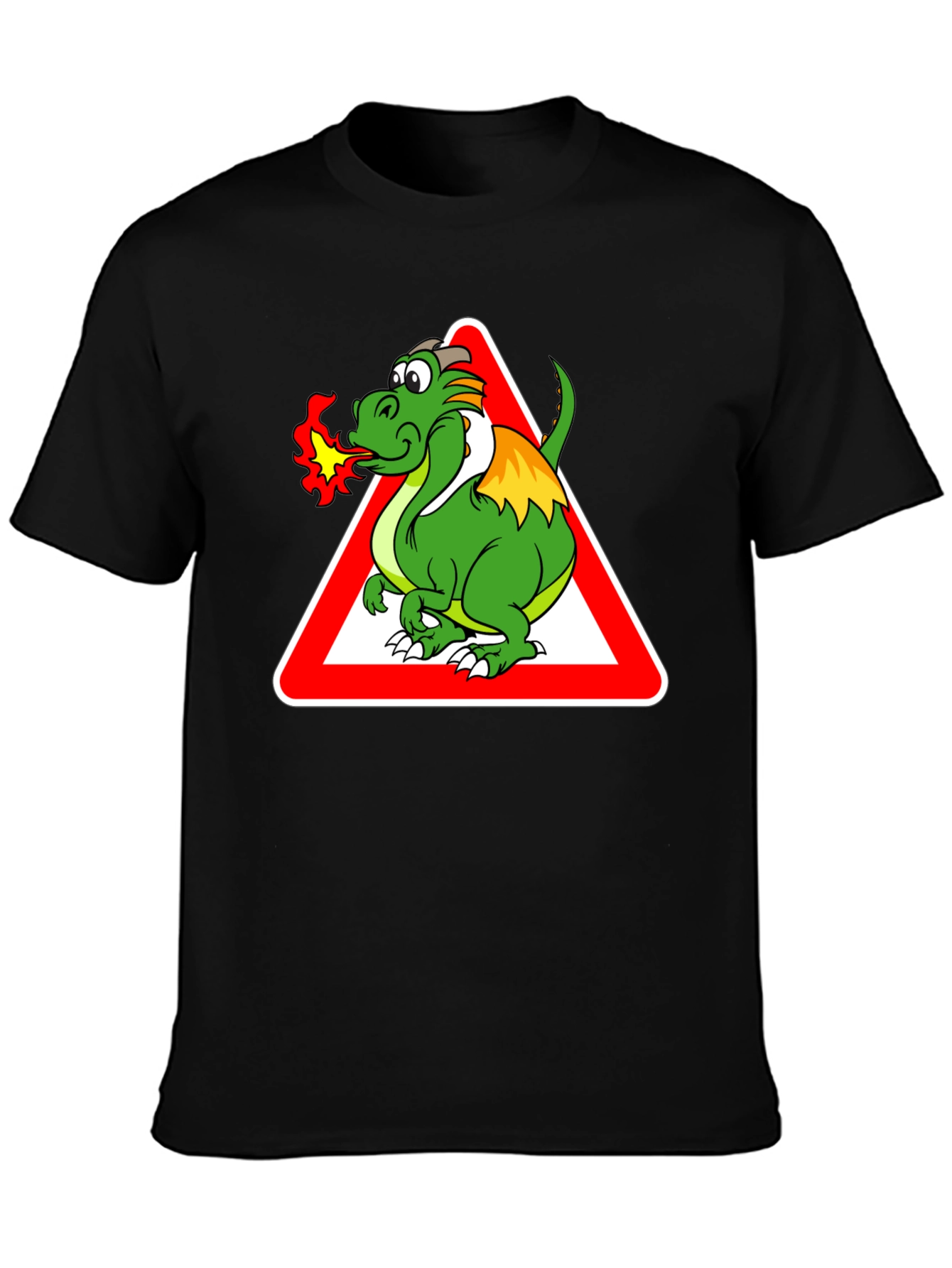 Black Dragon Warning Sign Graphic Tee - Black view 3