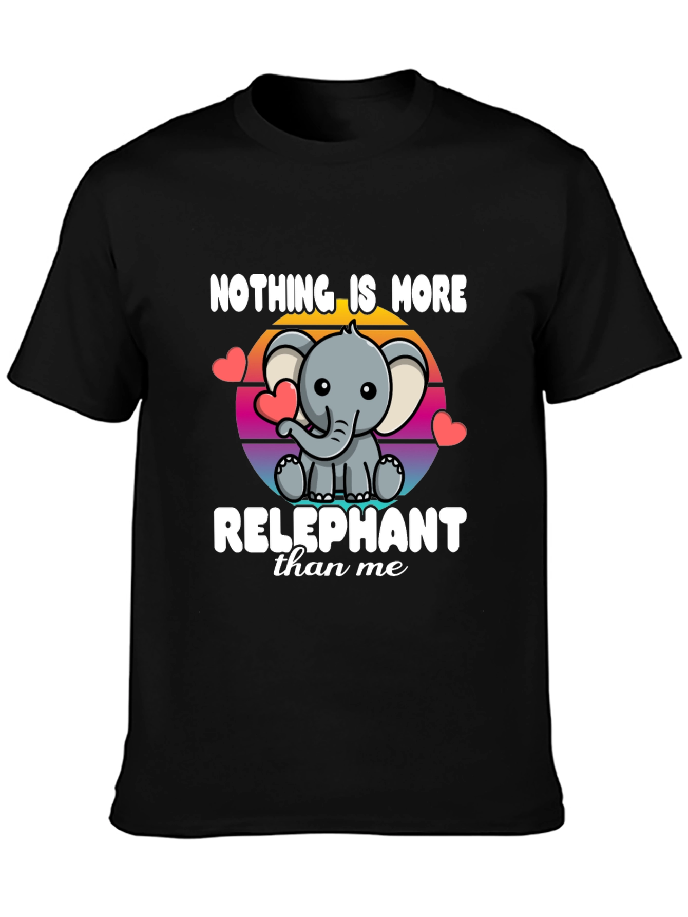 Black Relephant T-Shirt - Cute Elephant Design view 3