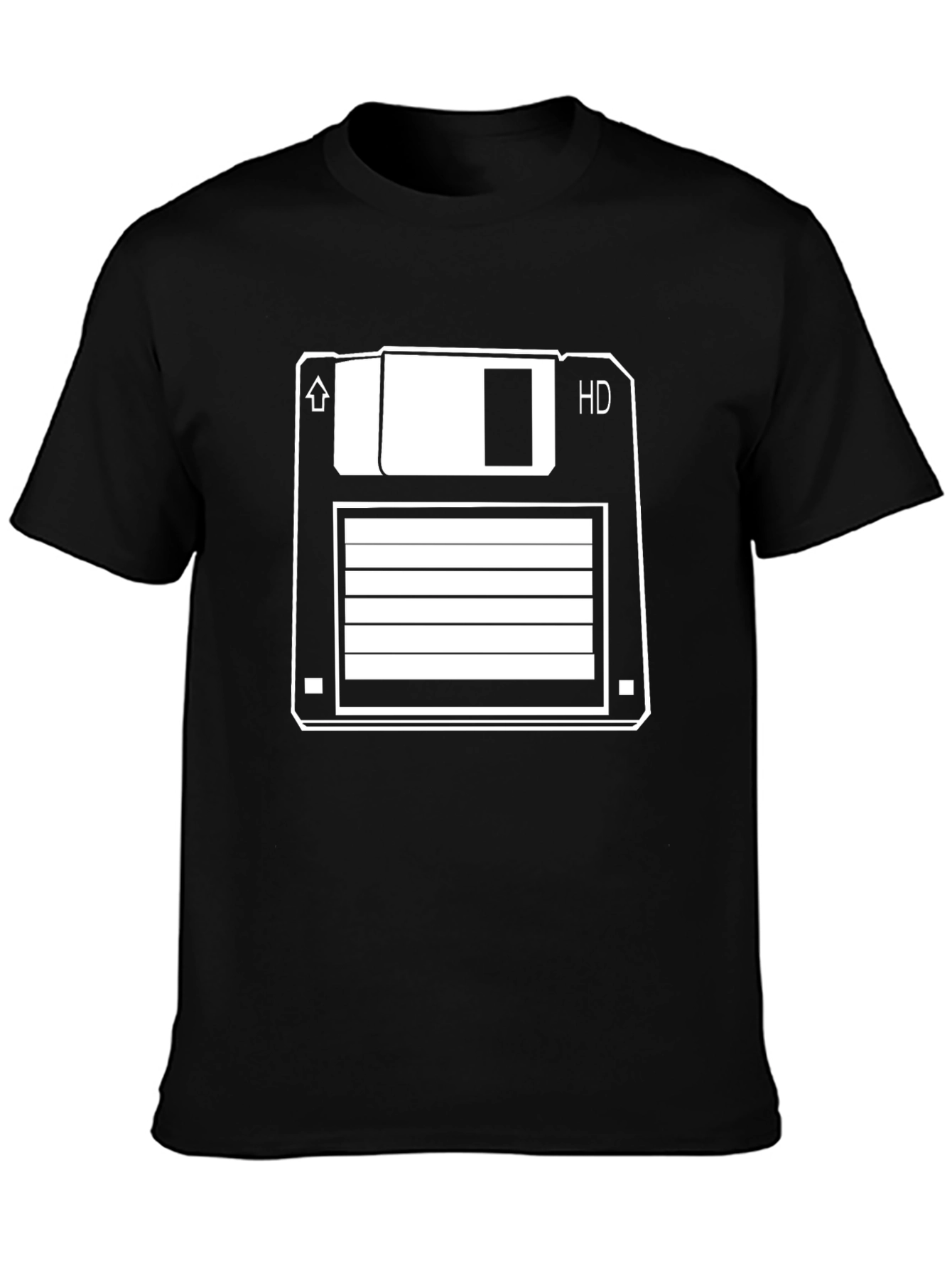 Black Retro Floppy Disk T-Shirt - Vintage Tech Style view 3