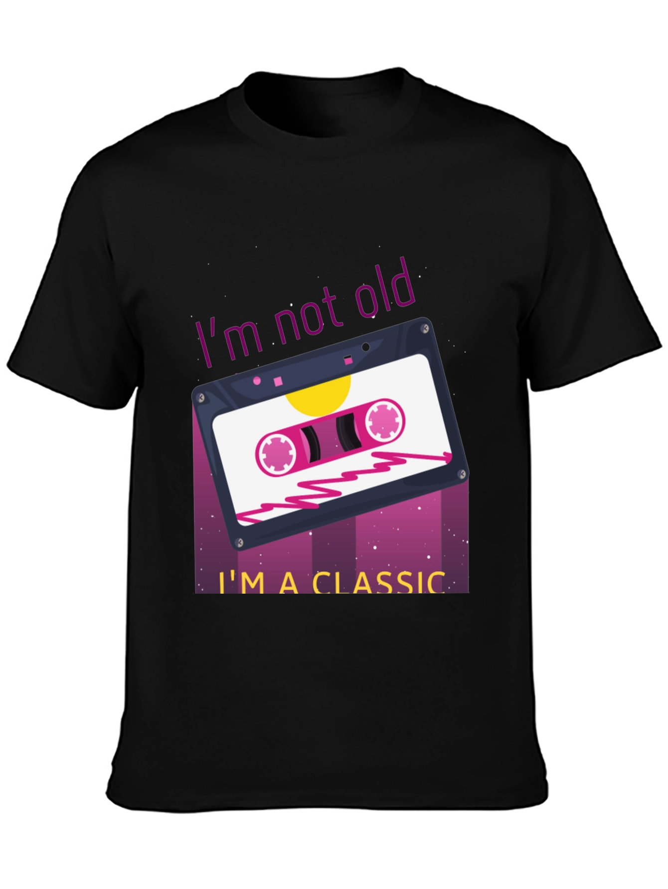 Black Retro Cassette Tape Graphic T-Shirt - "I'm Not Old, I'm a Classic" view 3