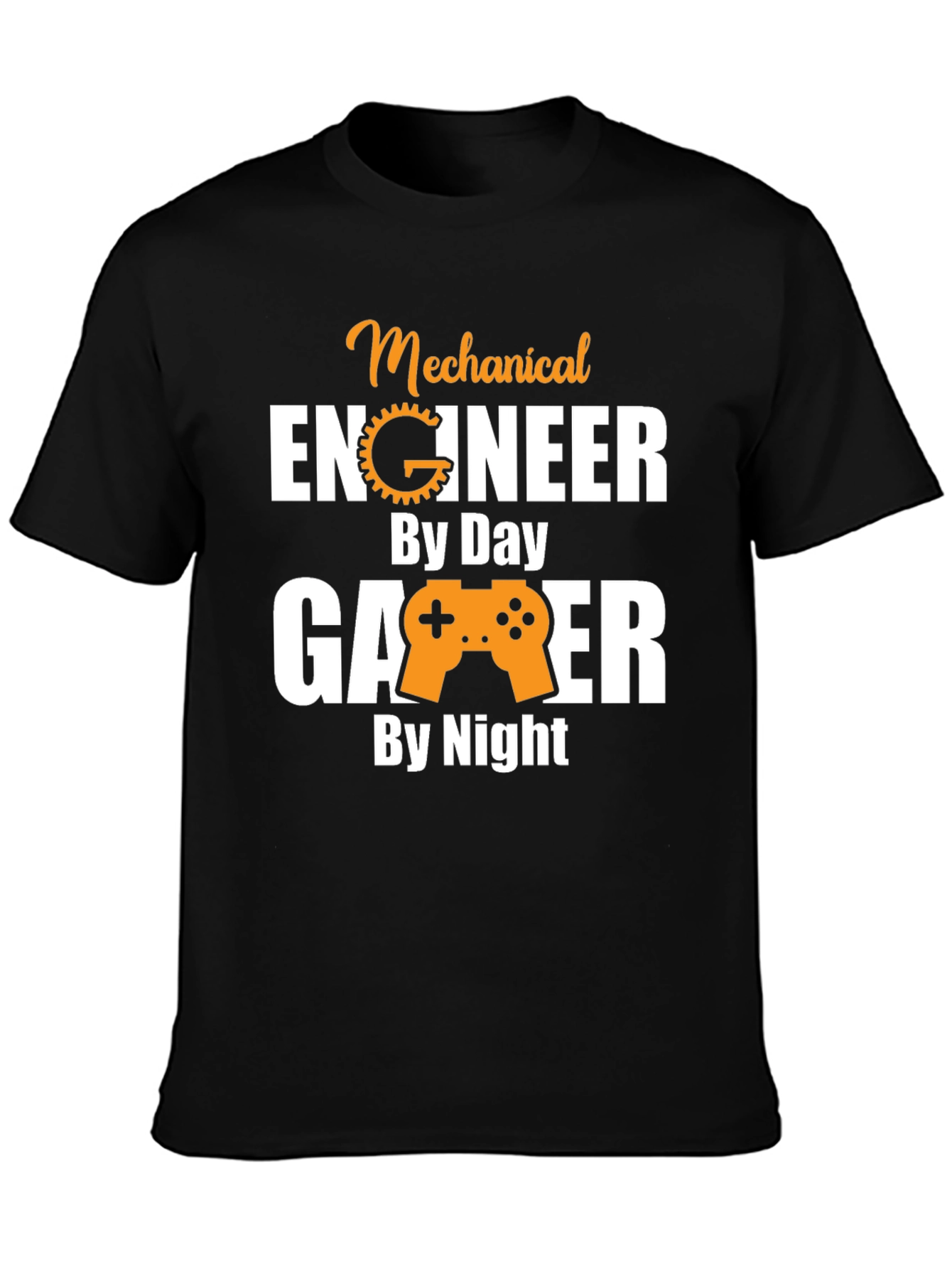 Black Mechanical Engineer Gamer T-Shirt - Black view 3