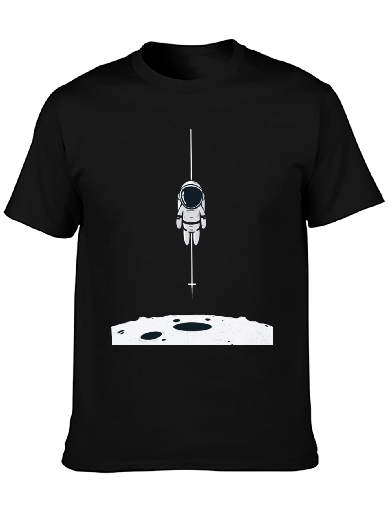 Black Astronaut Landing Graphic Tee - Black Cotton Blend view 3