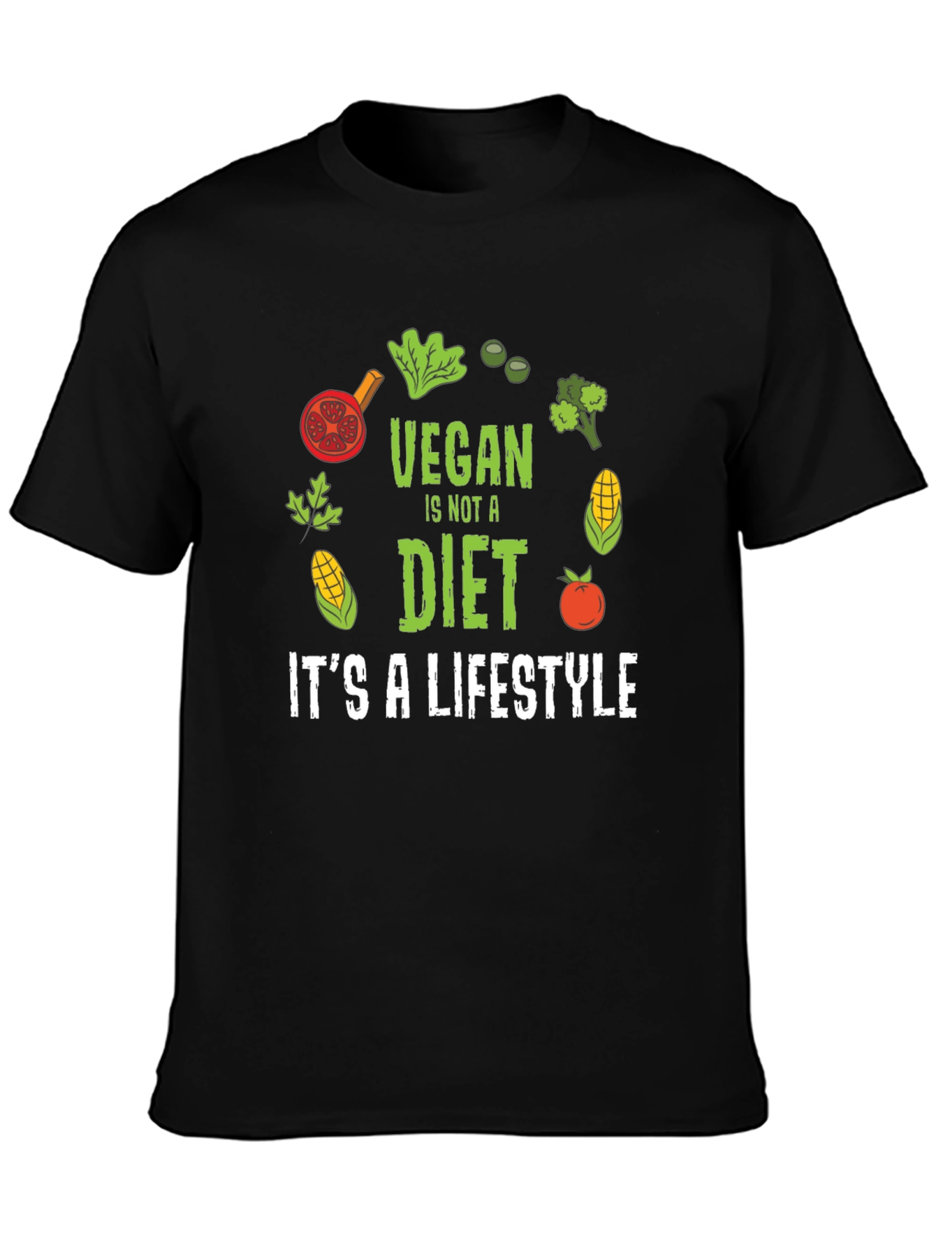 Black Vegan Lifestyle Graphic T-Shirt - Black view 3