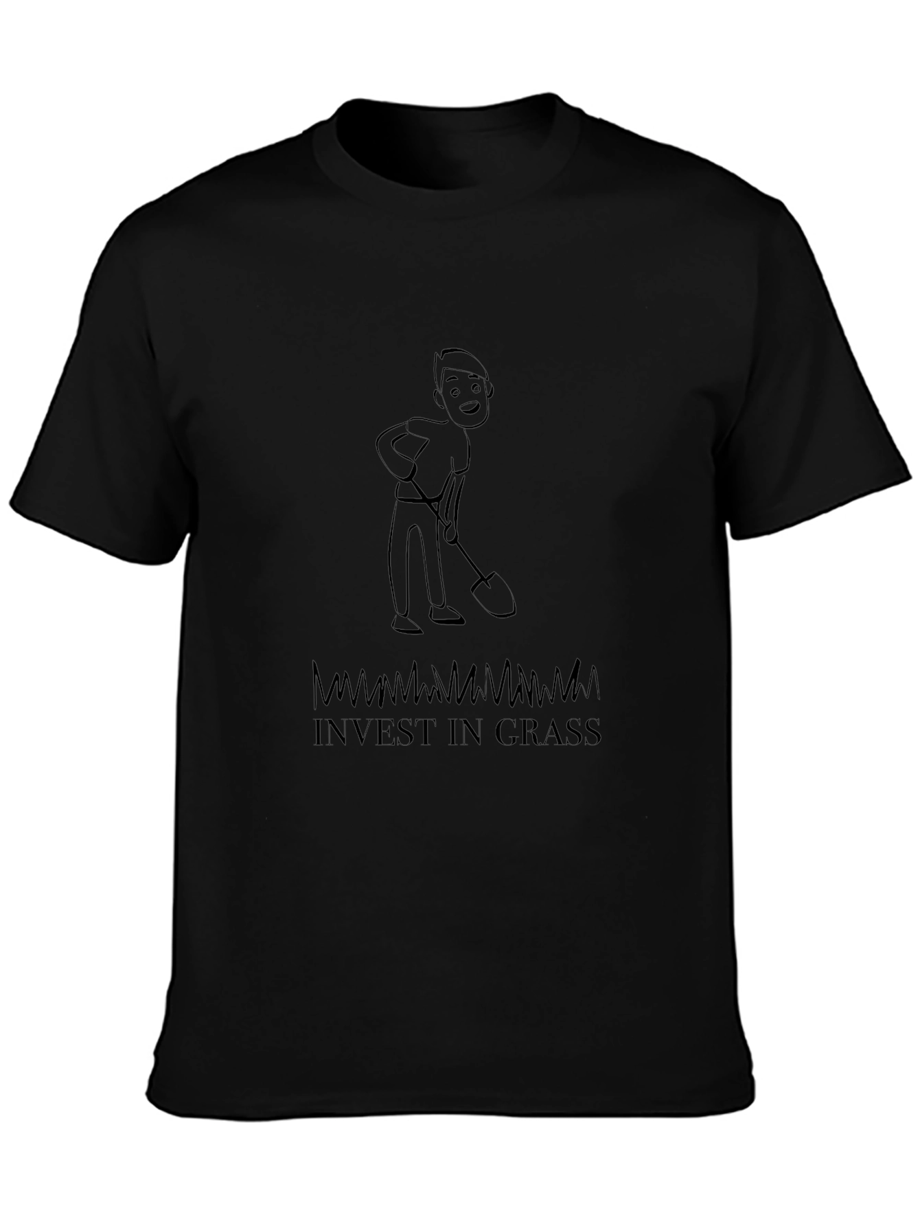 Black Invest in Grass Funny Gardener T-Shirt view 3