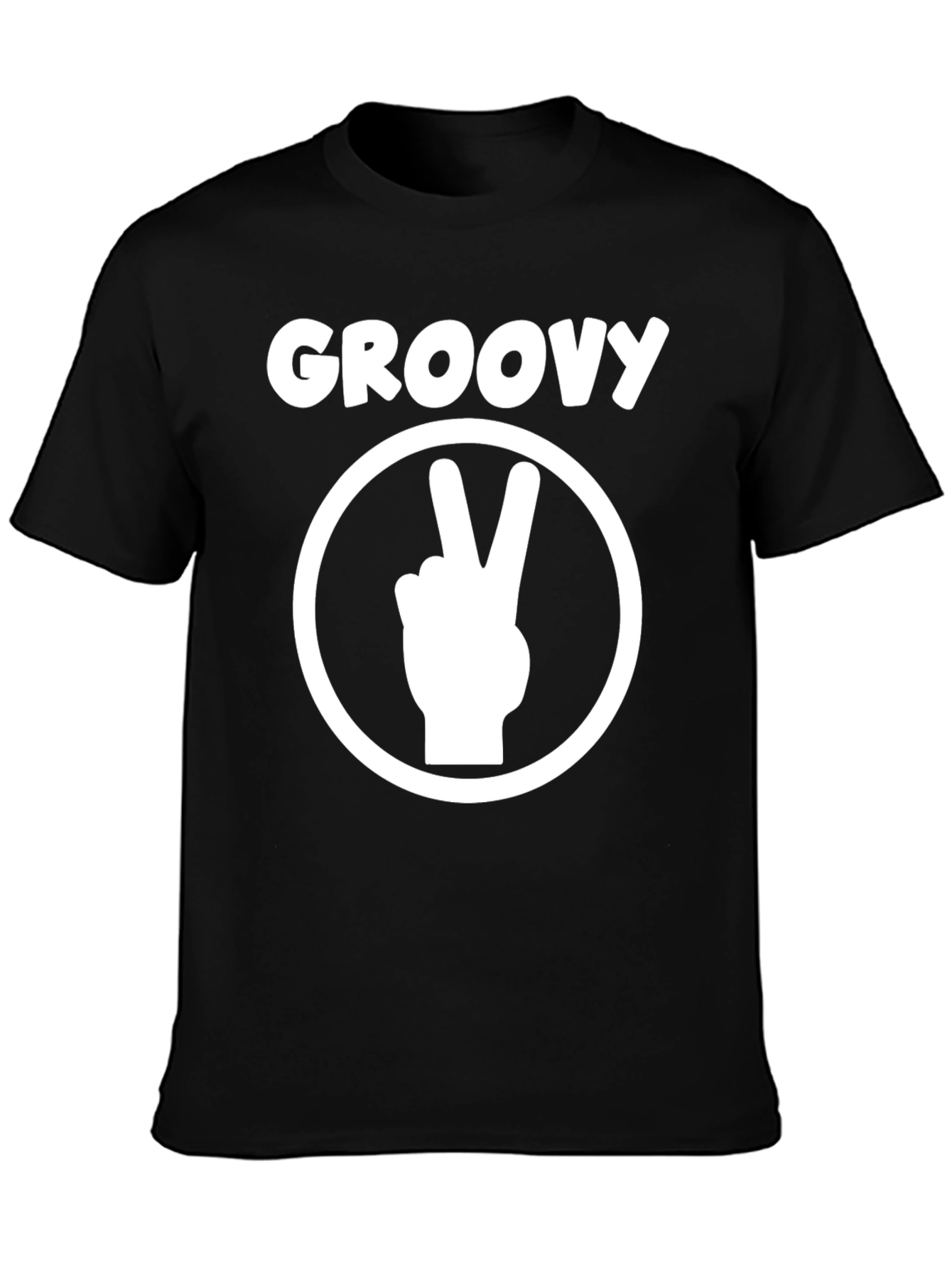Black Groovy Peace Sign T-Shirt - Retro Style view 3