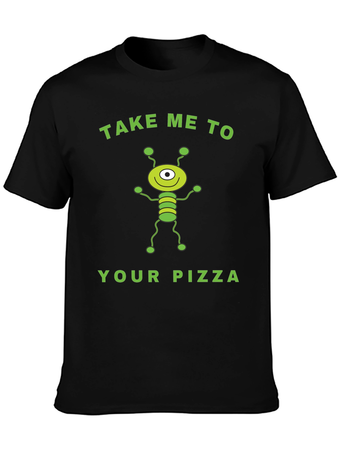 Black Alien Pizza Graphic Tee - Fun & Unique! view 3