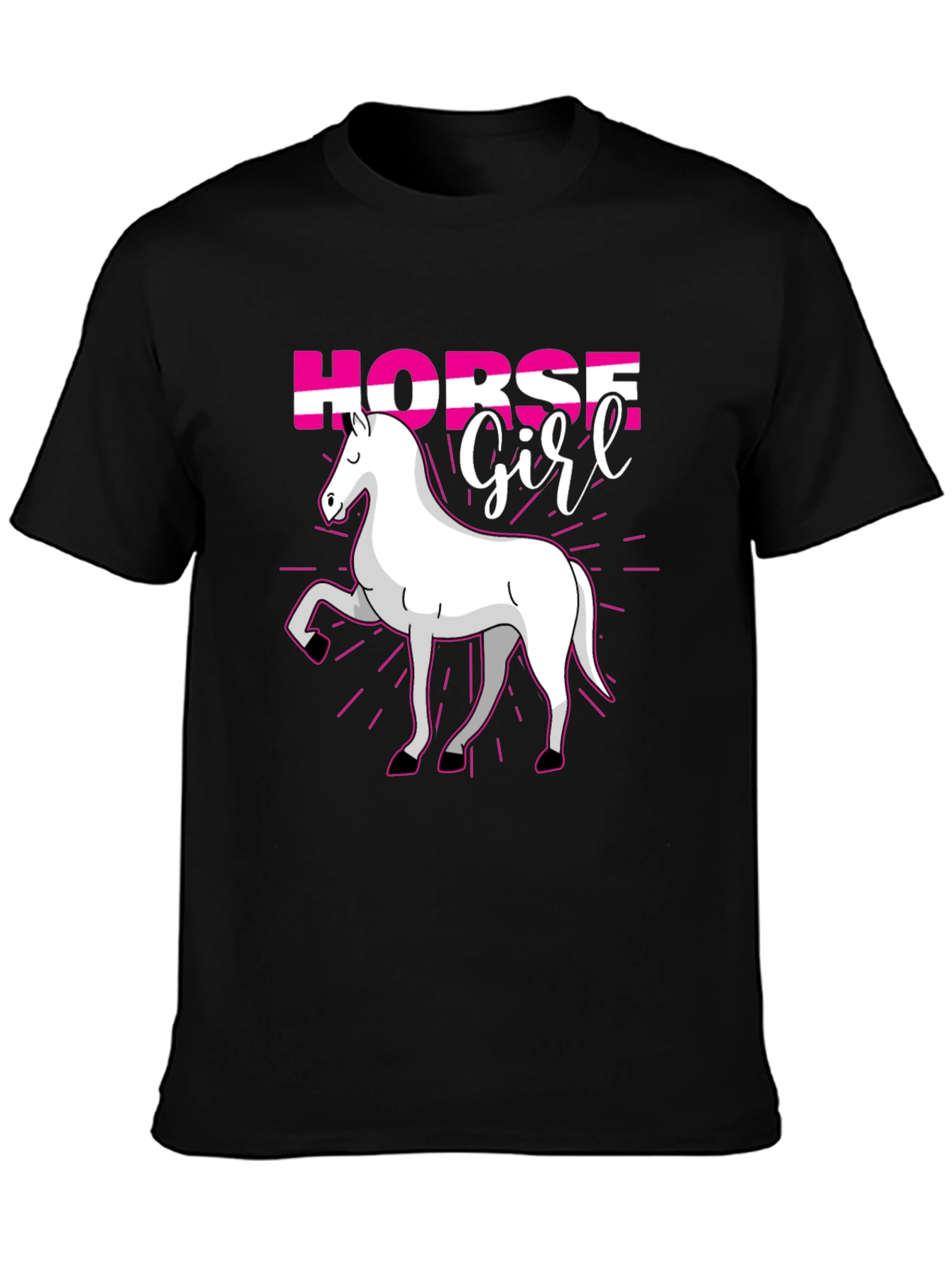 Black Horse Girl T-Shirt - Cute Equestrian Gift view 3