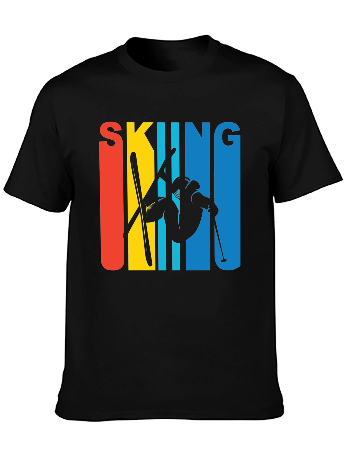 Black Retro Skiing Graphic Tee - Black Unisex T-Shirt view 3