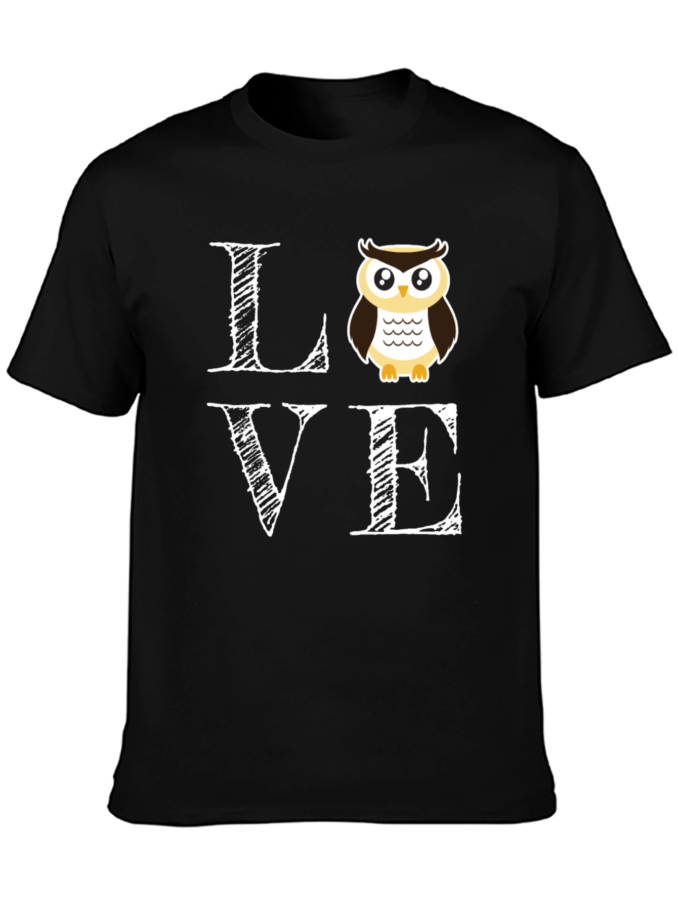 Black Owl Love T-Shirt - Cute Graphic Tee view 3
