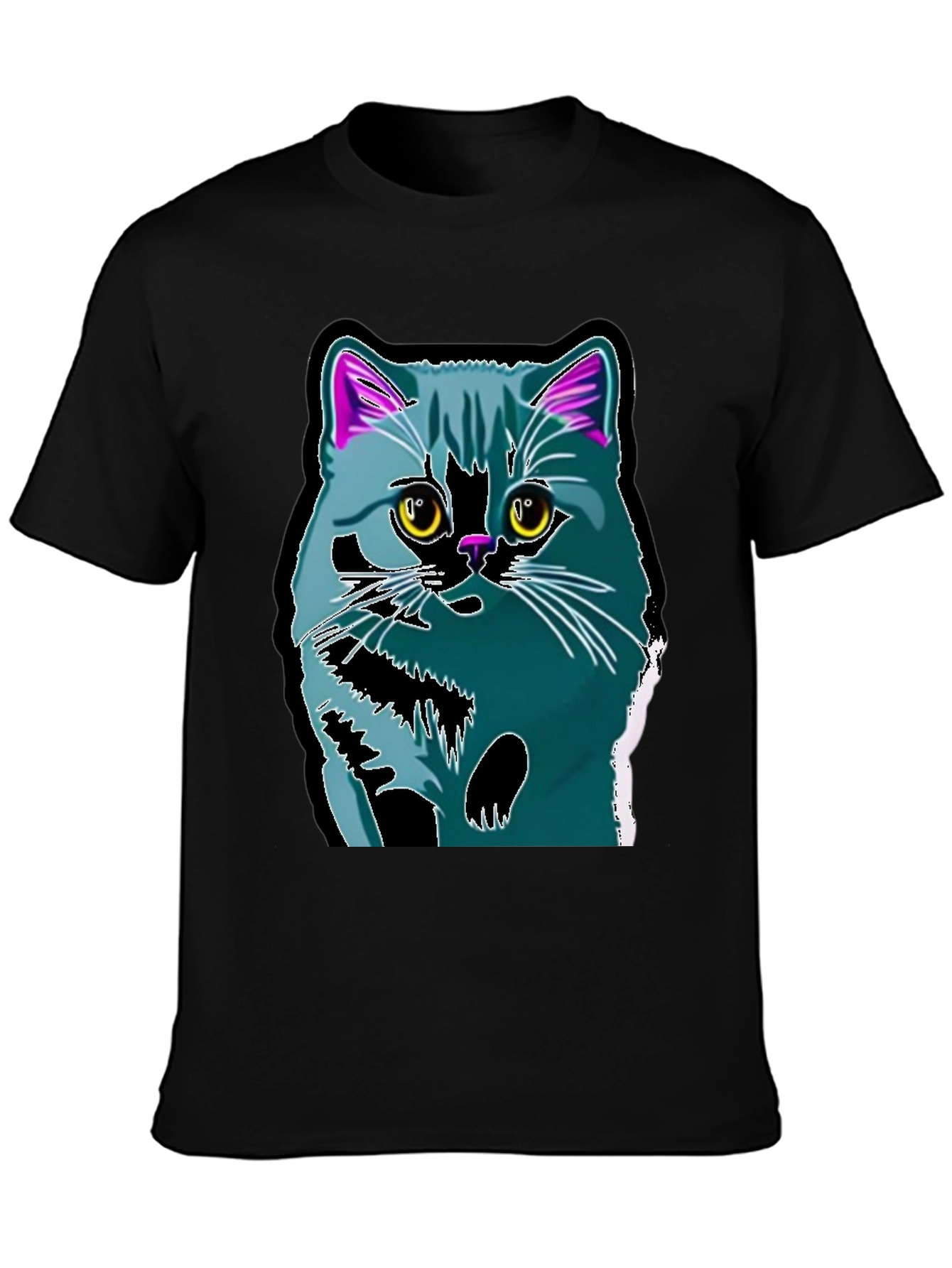 Black Cool Cat Graphic Tee - Men's Black T-Shirt view 3