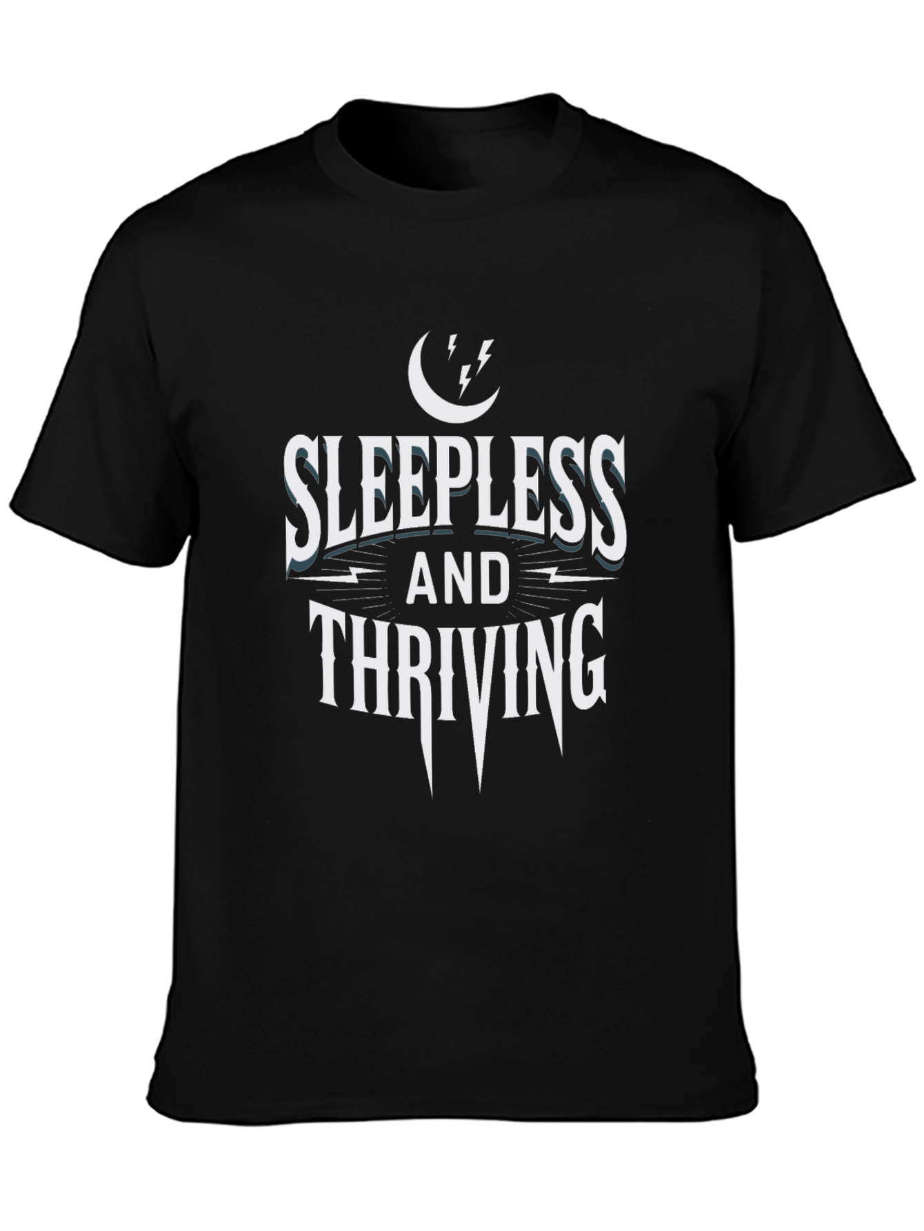 Black Sleepless and Thriving Graphic T-Shirt - Soft Cotton Blend view 3