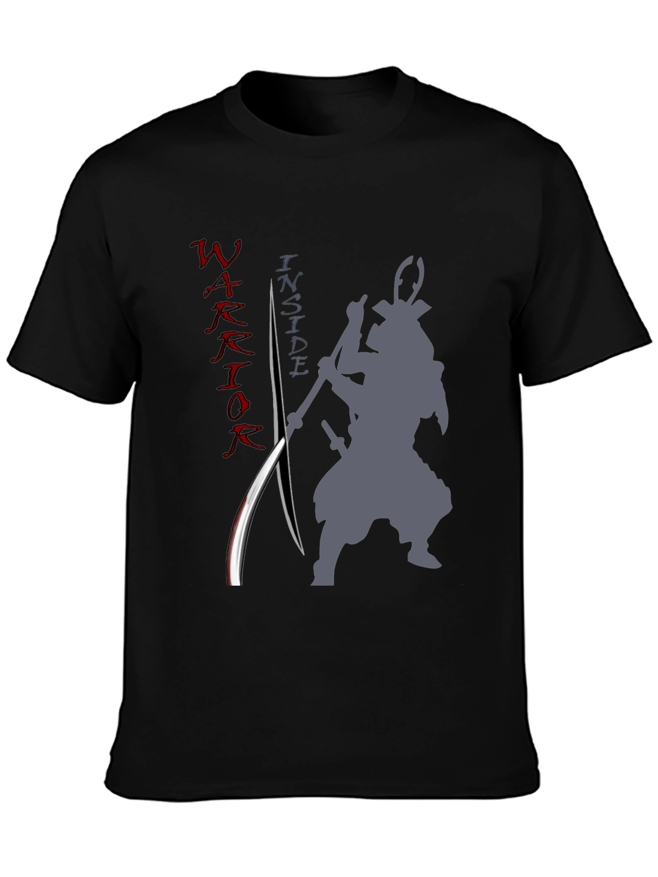 Black Warrior Inside Men's Graphic Tee - Samurai Design view 3
