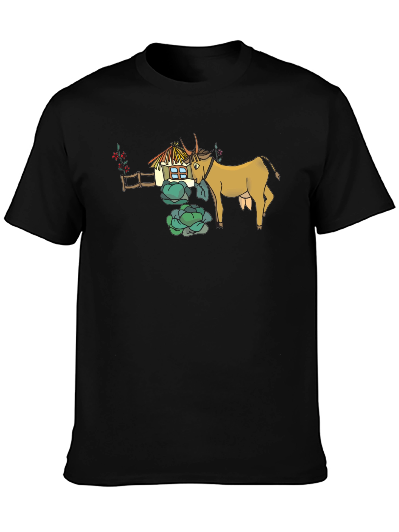 Black Quirky Cow & Farmhouse Graphic Tee - Black view 3