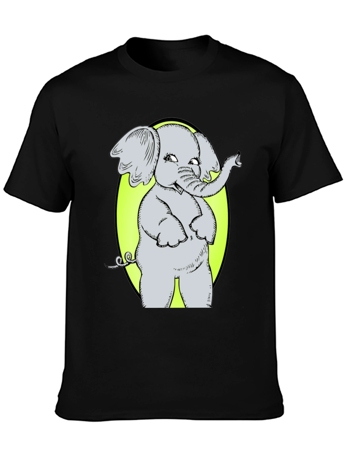 Black Elephant Graphic Tee - Cute Cartoon Design view 3
