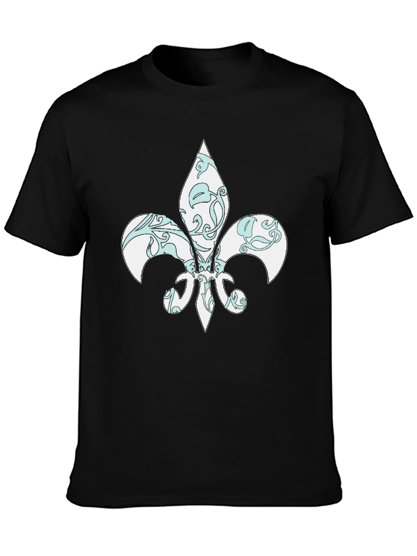 Black Black T-Shirt with Fleur-de-Lis Design view 3