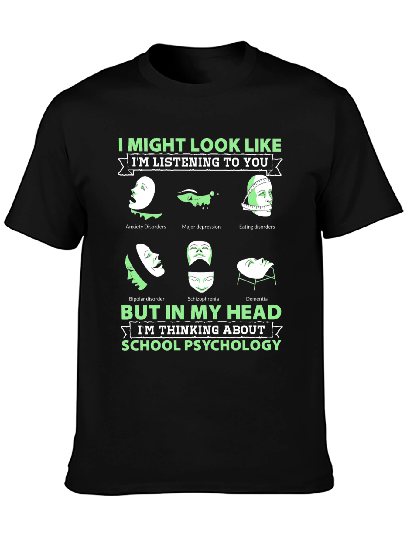 Black School Psychology Mental Health T-Shirt view 3