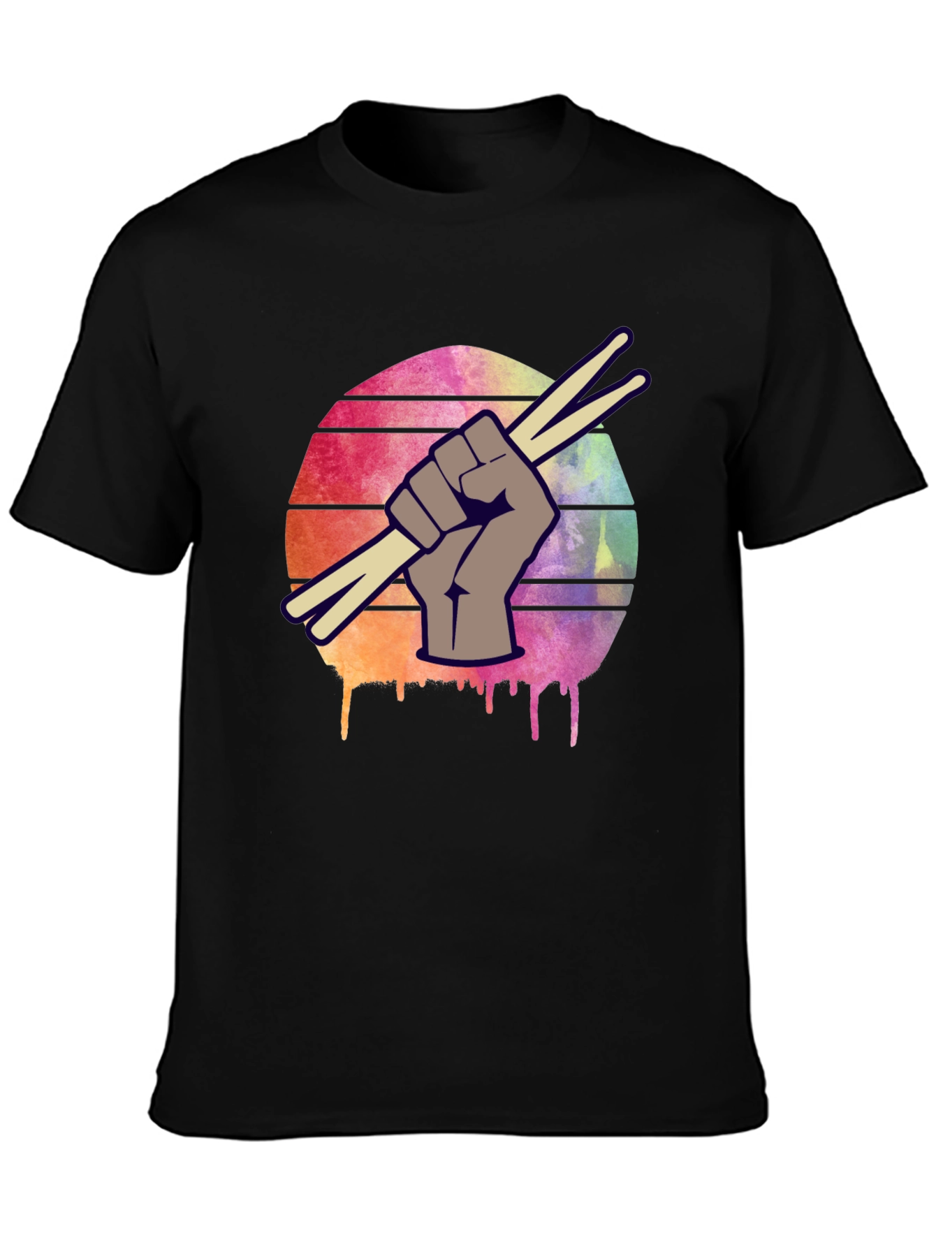 Black Drummer's Fist T-Shirt - Music Lover Tee view 3