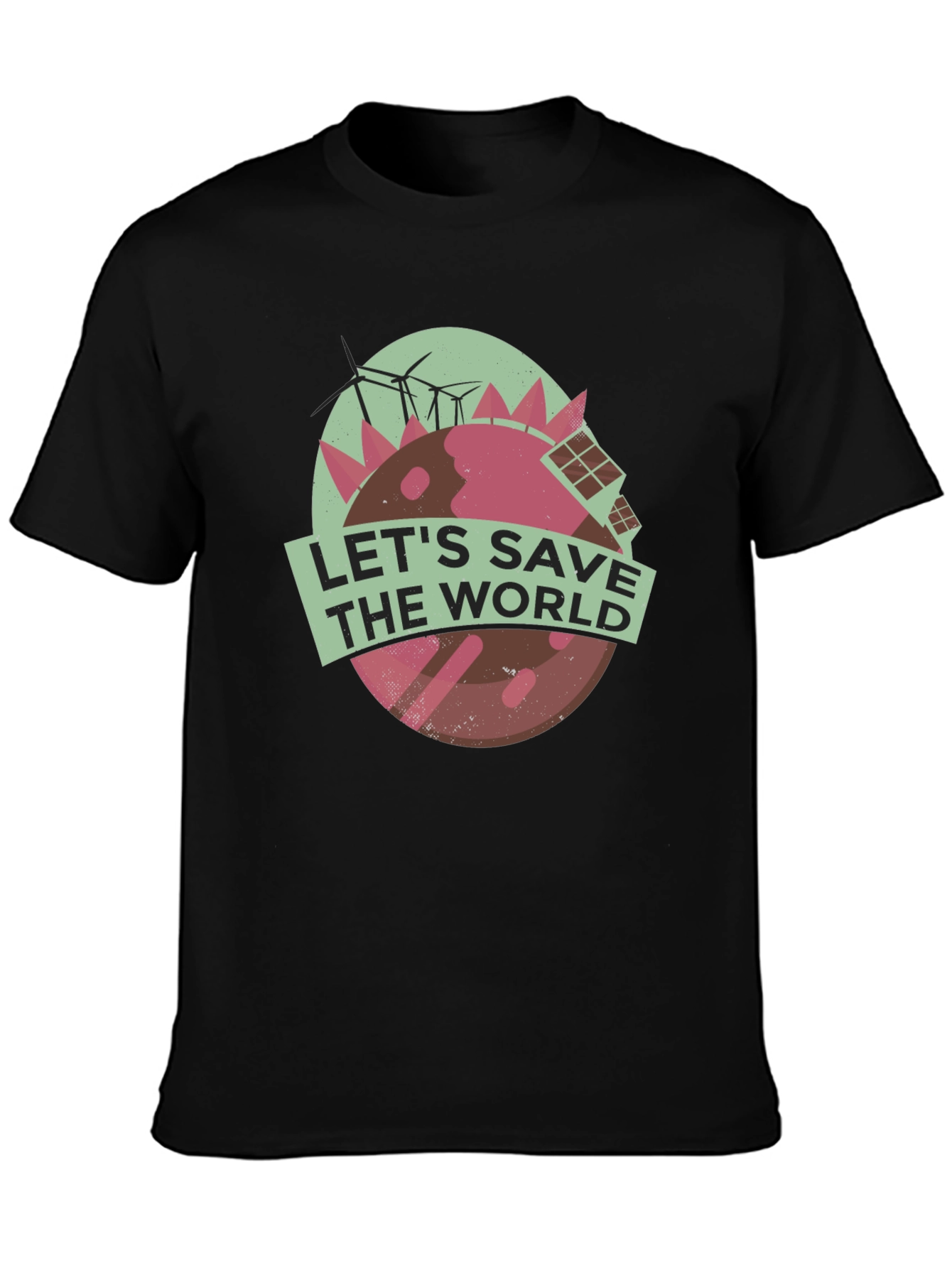 Black Eco-Friendly Earth Tee: Let's Save The World T-Shirt view 3