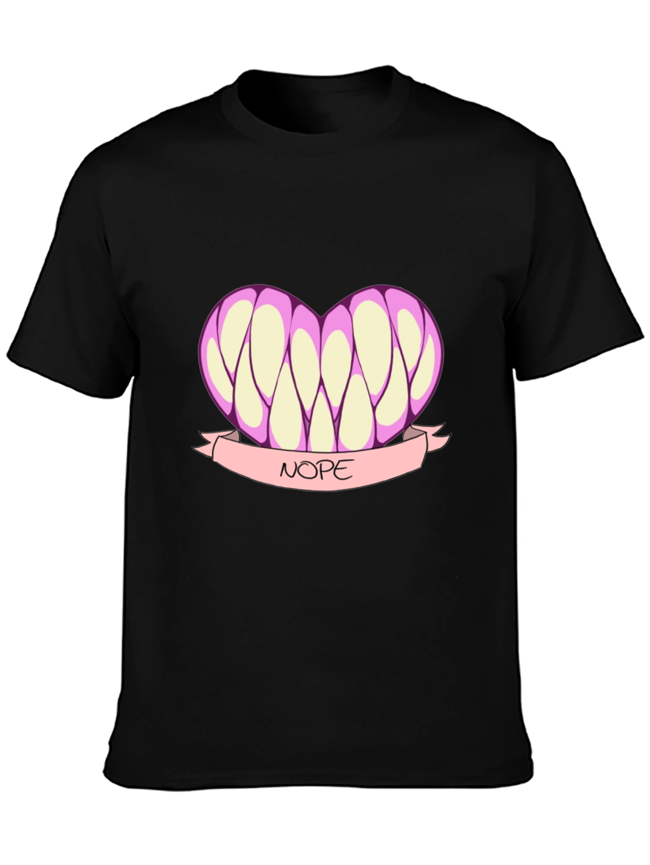 Black Nope Heart T-Shirt - Funny Graphic Tee view 3