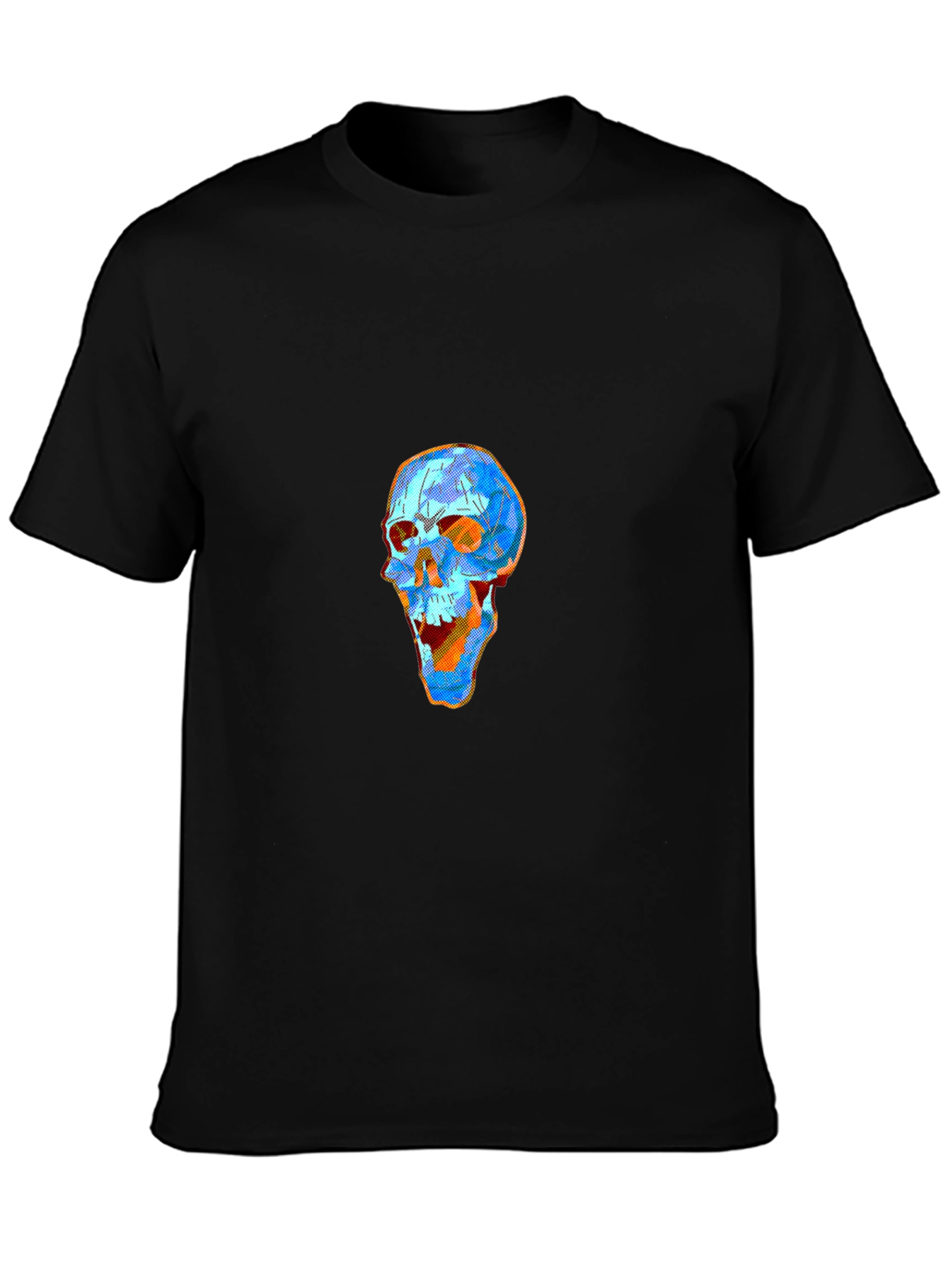 Black Geometric Skull Graphic Tee - Modern Art Style view 3