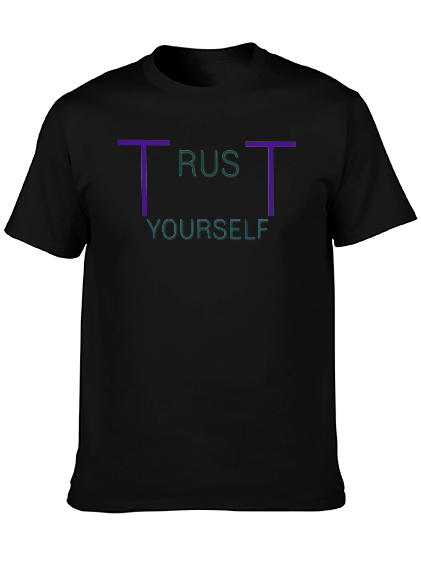 Black Trust Yourself Graphic Tee - Stylish Black T-Shirt view 3