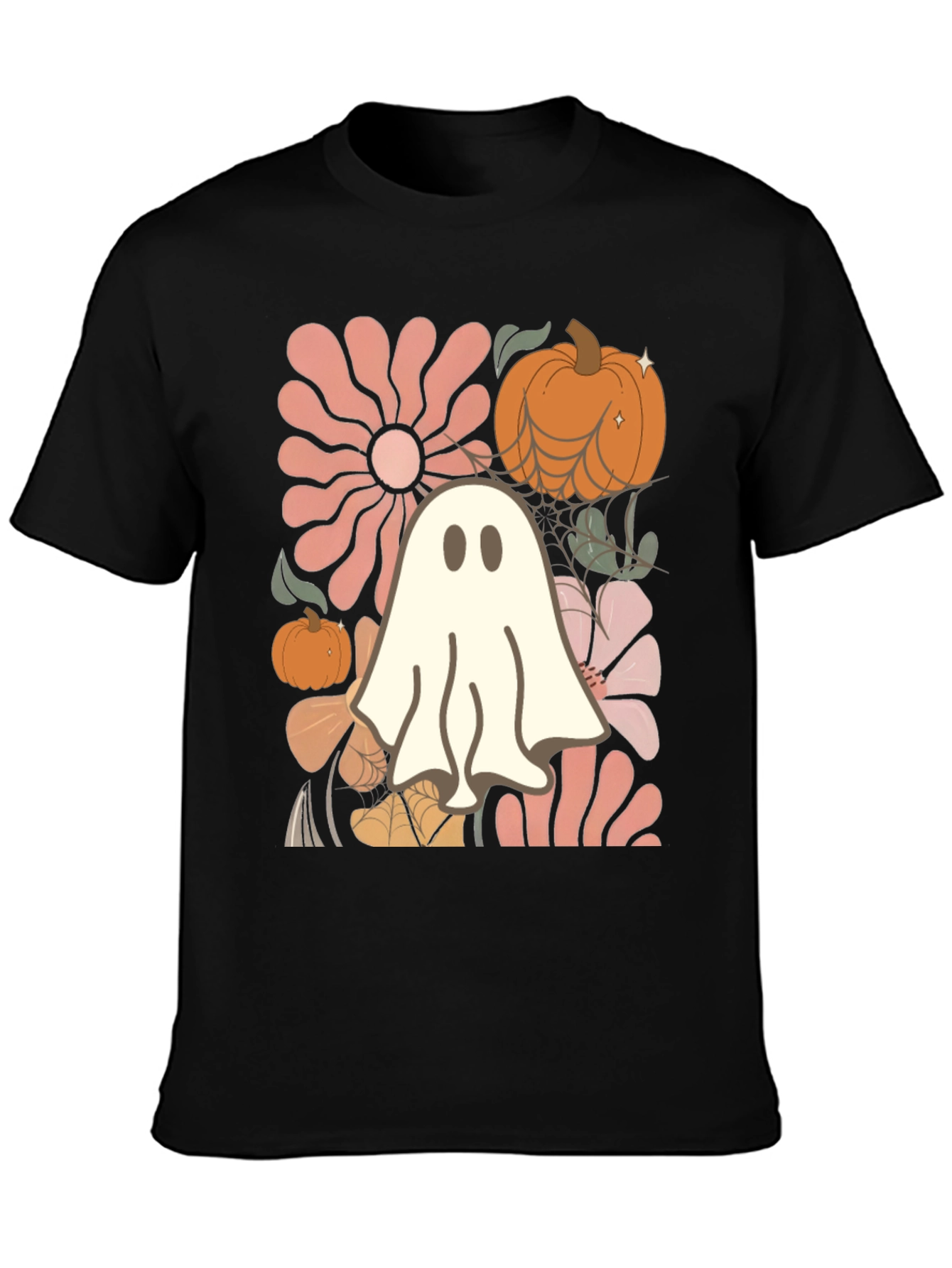 Black Spooky Season Ghost T-Shirt view 3