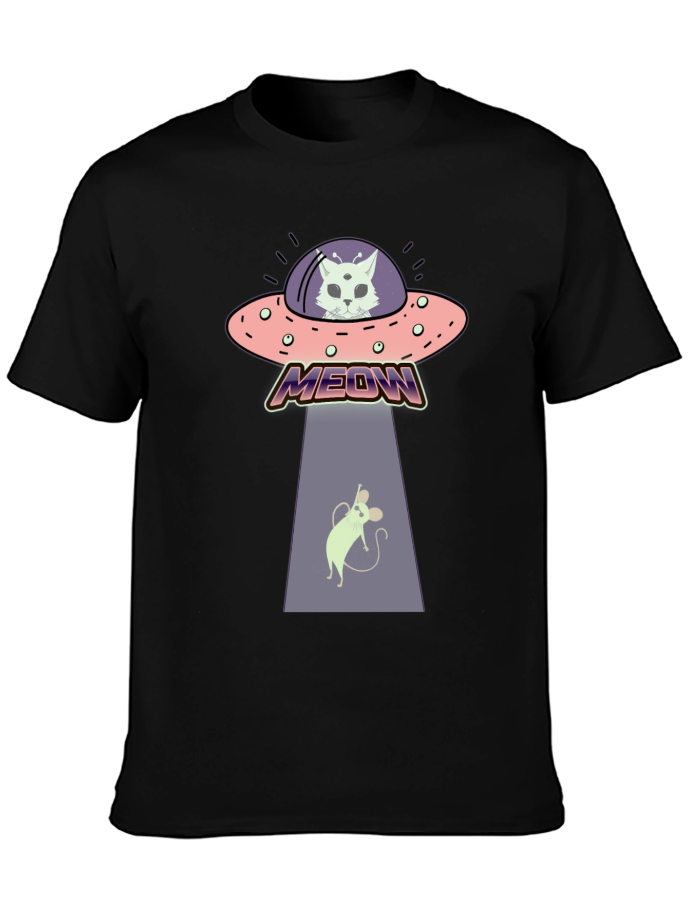 Alien Cat Abduction T-Shirt - Meow! - 3