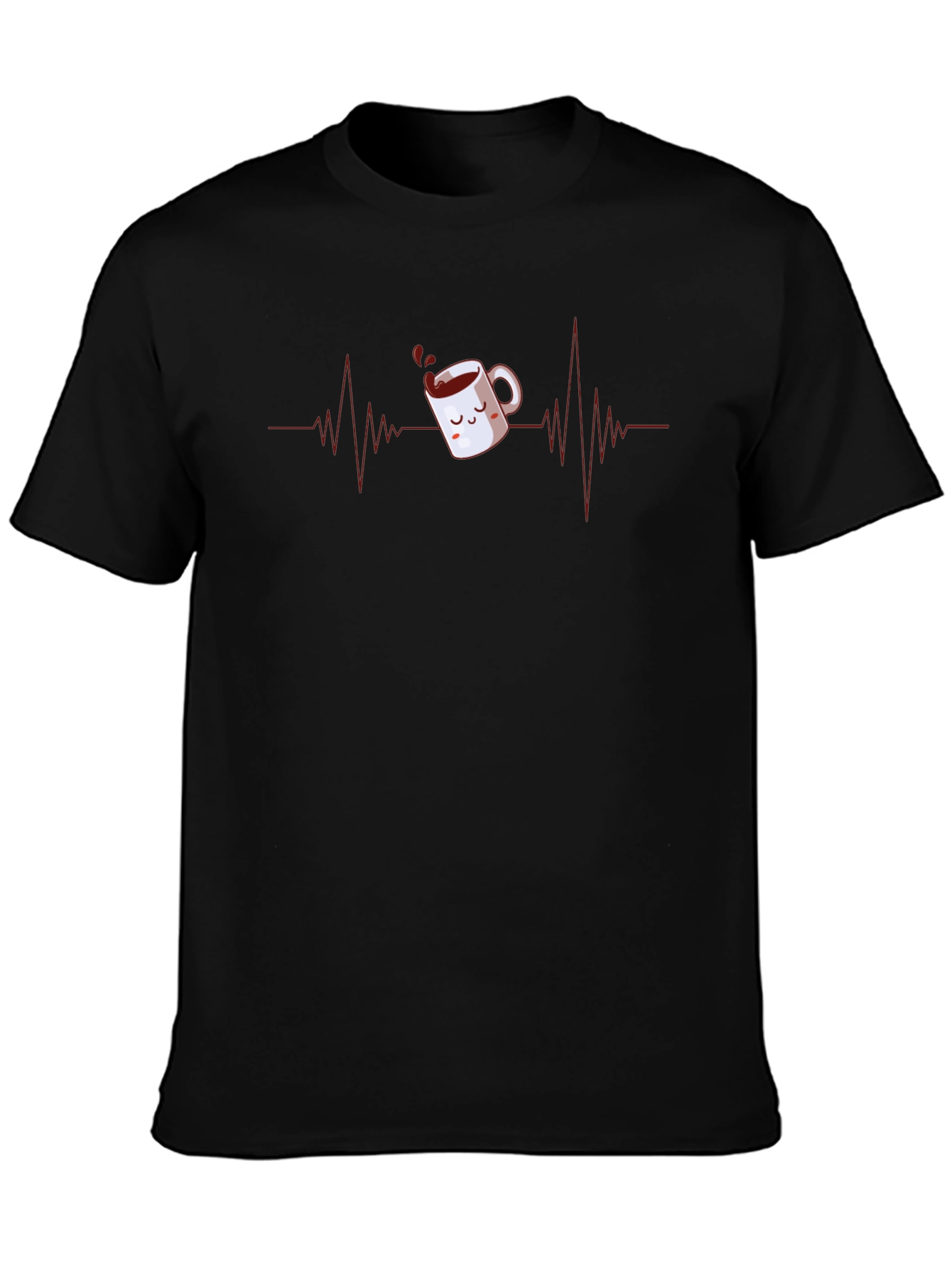 Black Coffee ECG T-Shirt - Caffeine Heartbeat Tee view 3