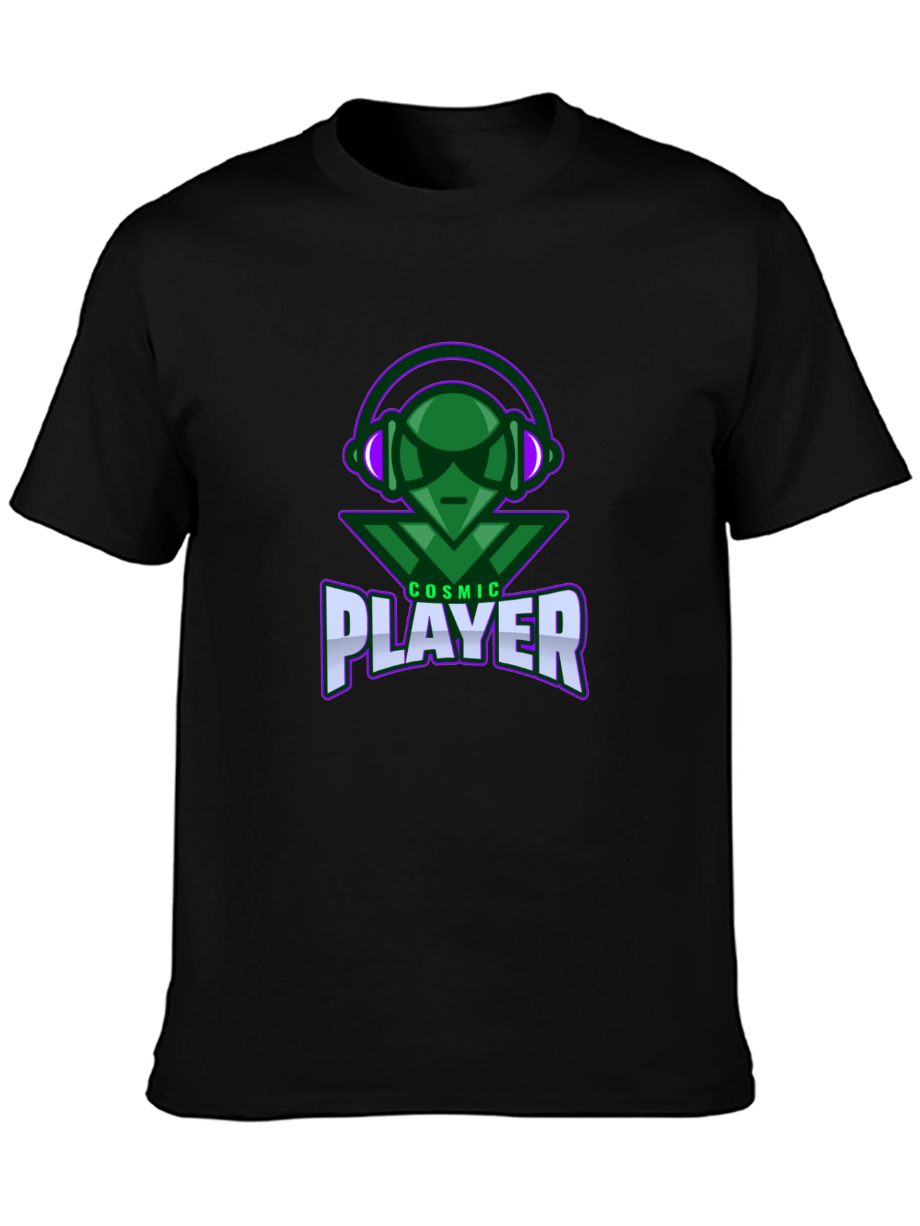Black Cosmic Player Graphic T-Shirt - Black view 3