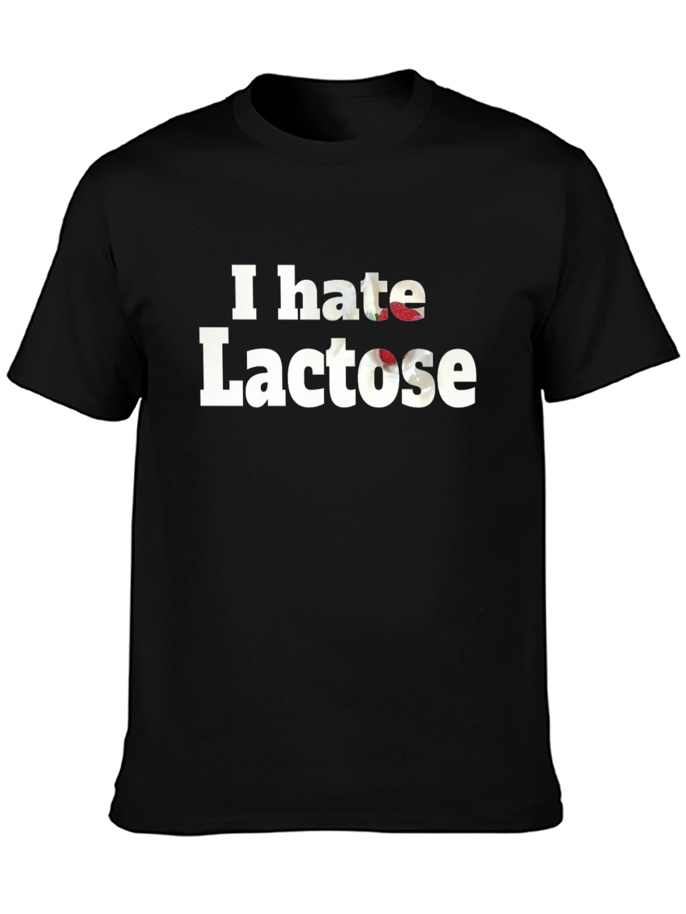 Black I Hate Lactose Black Tee view 3
