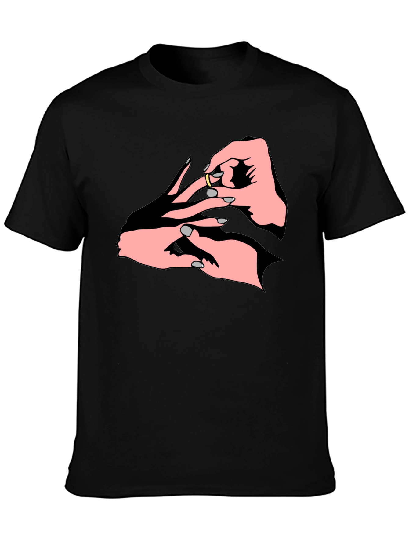 Black Engagement Ring Graphic T-Shirt view 3