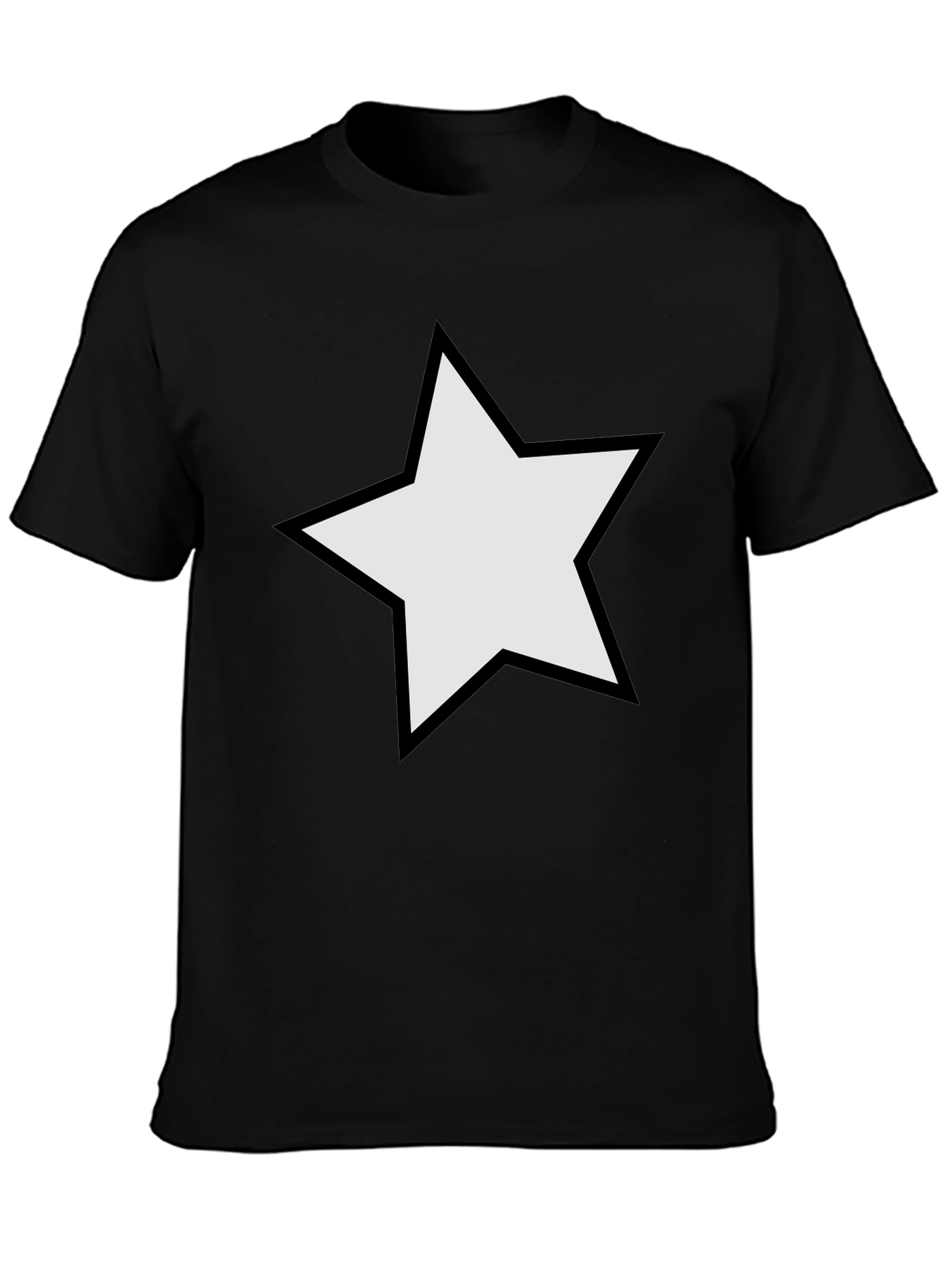 Black Black T-Shirt with Star Design Casual Wear view 3
