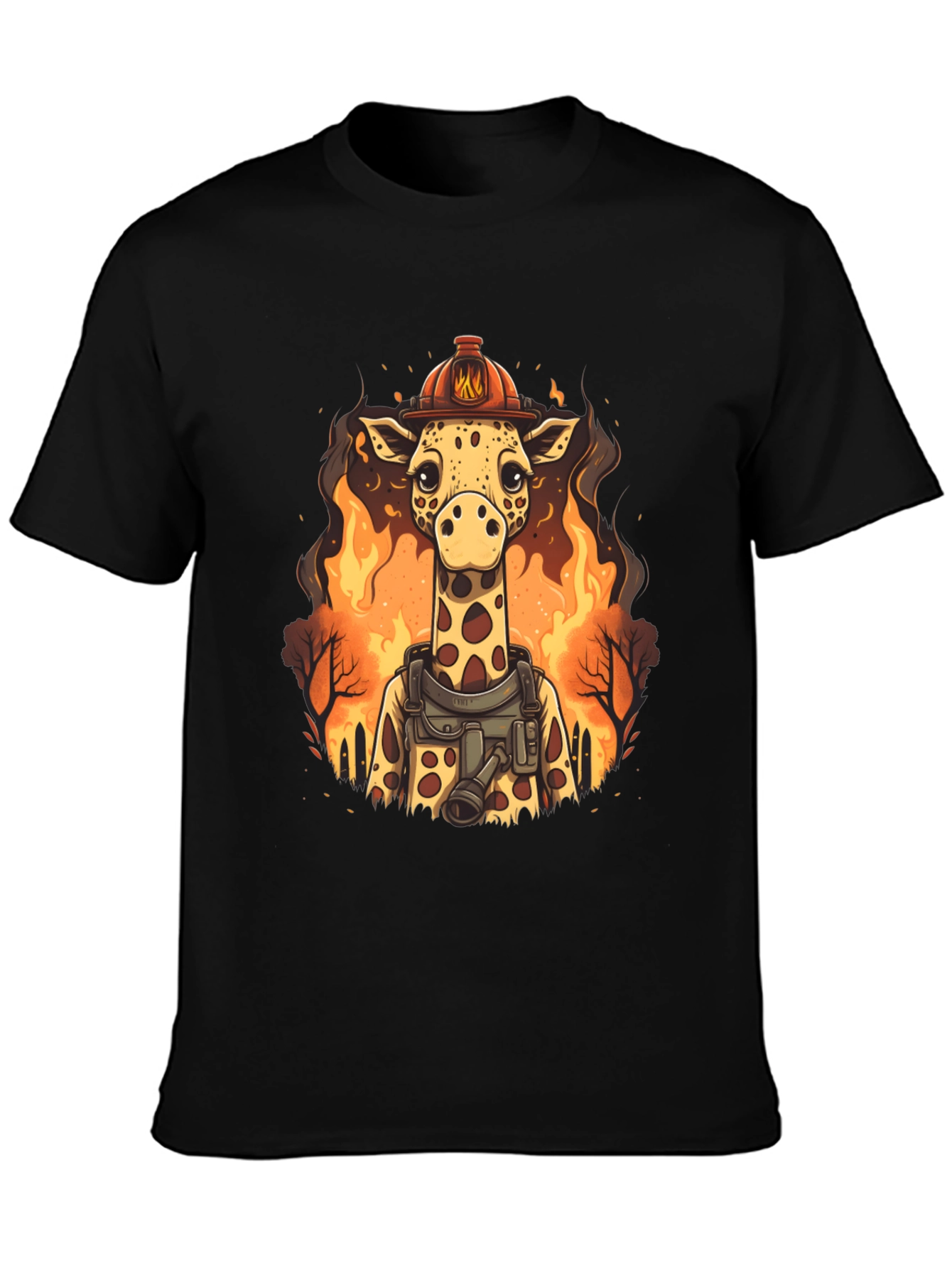 Black Giraffe Firefighter Graphic Tee view 3