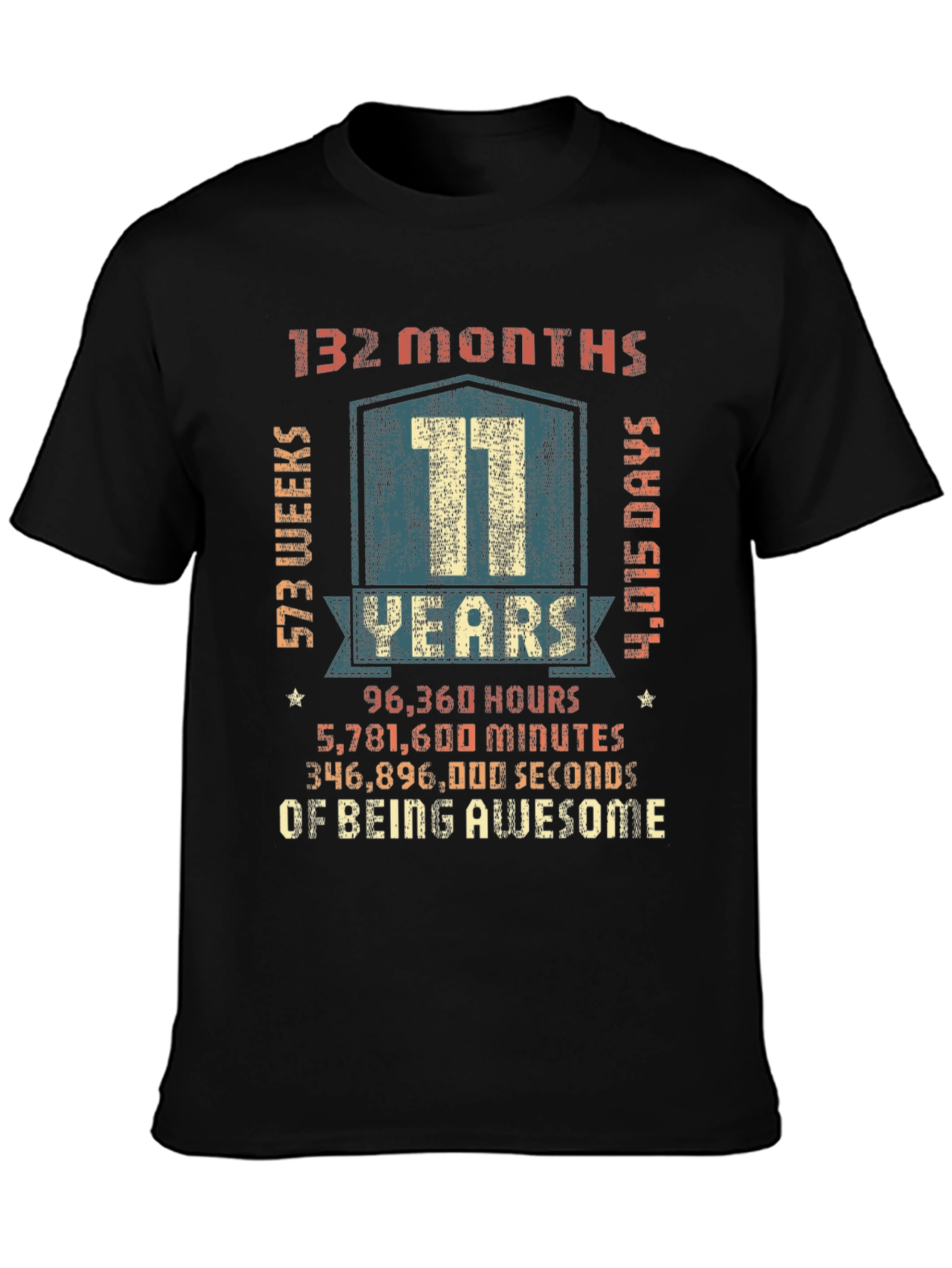 Black 11 Years of Being Awesome Graphic Tee view 3