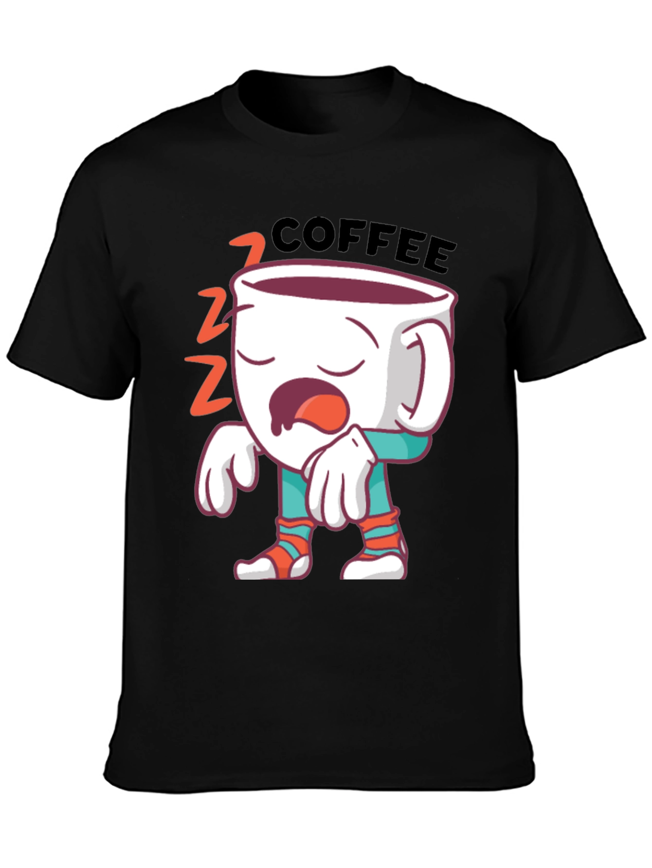 Black Funny Sleepy Coffee T-Shirt - Wake Up Call Tee view 3