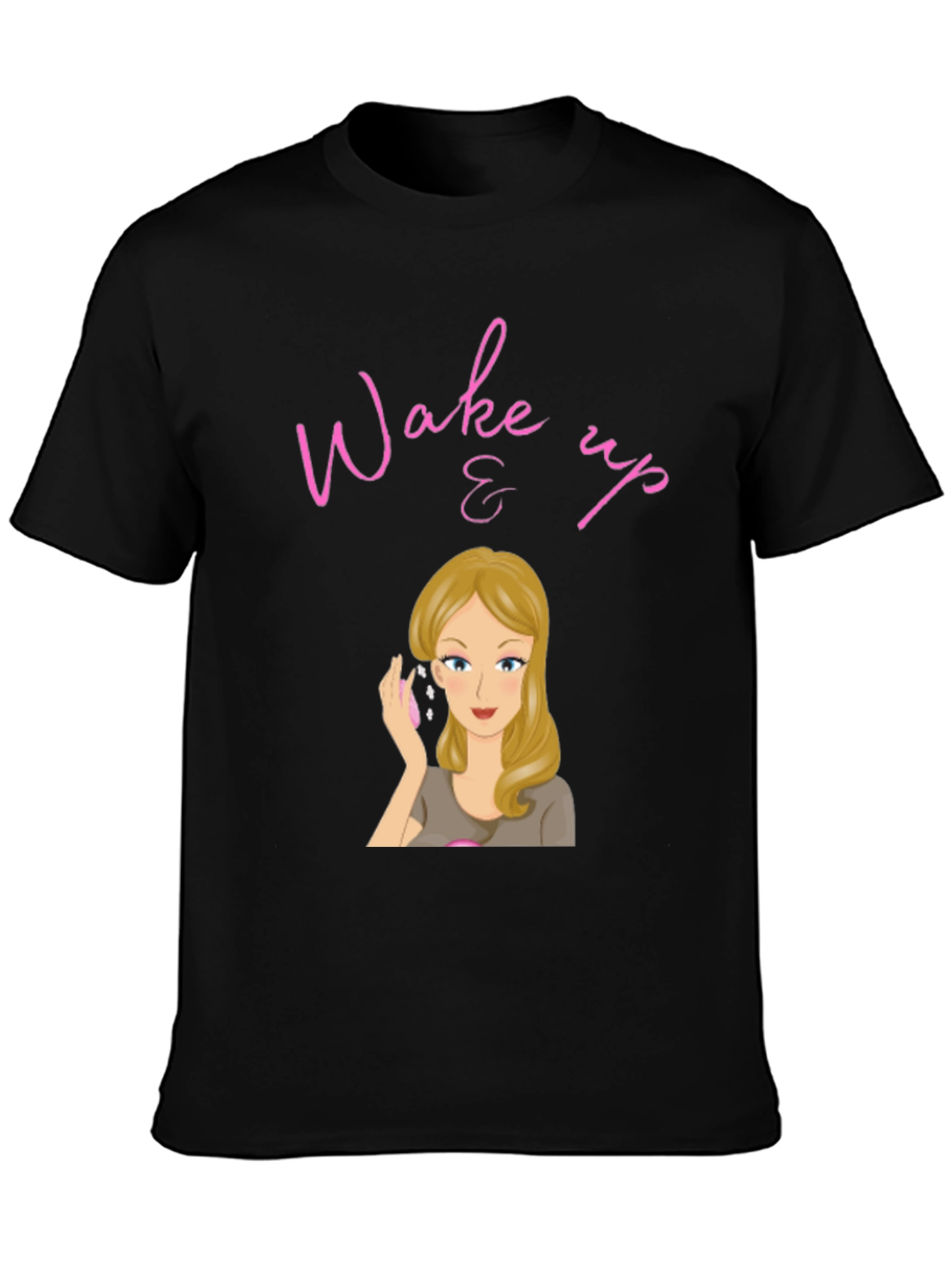 Black Wake Up & Makeup Black T-Shirt view 3