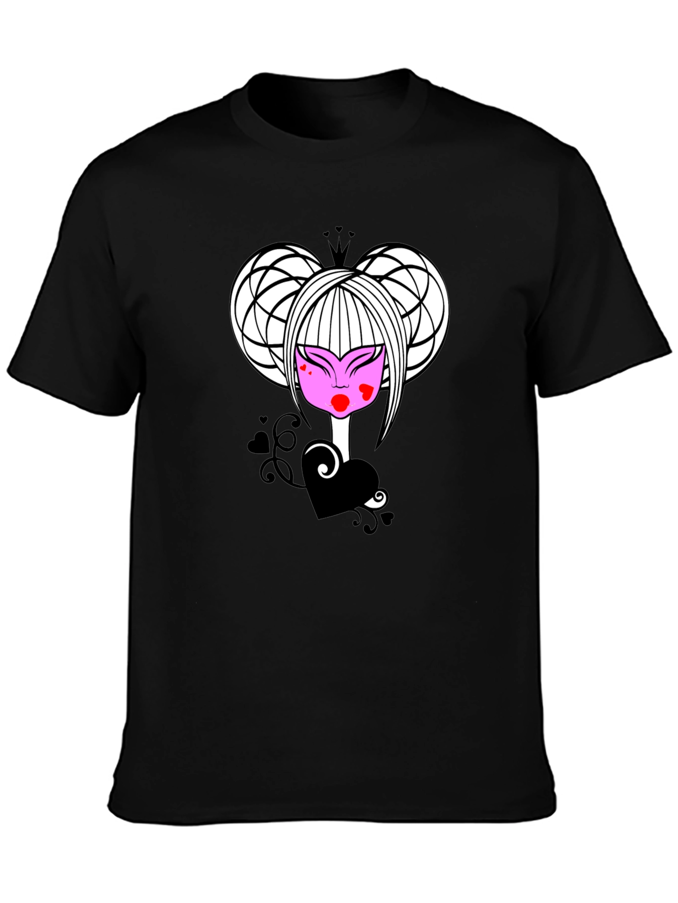 Black Queen of Hearts Graphic Tee - Black view 3