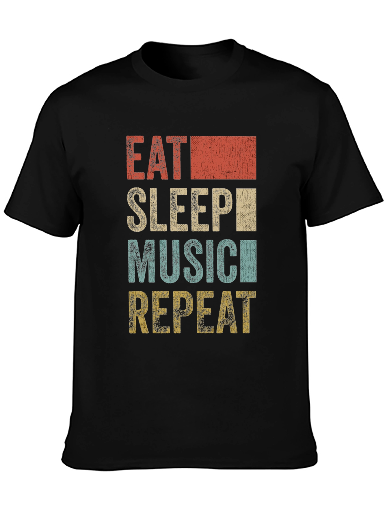 Black Eat Sleep Music Repeat Graphic Tee view 3