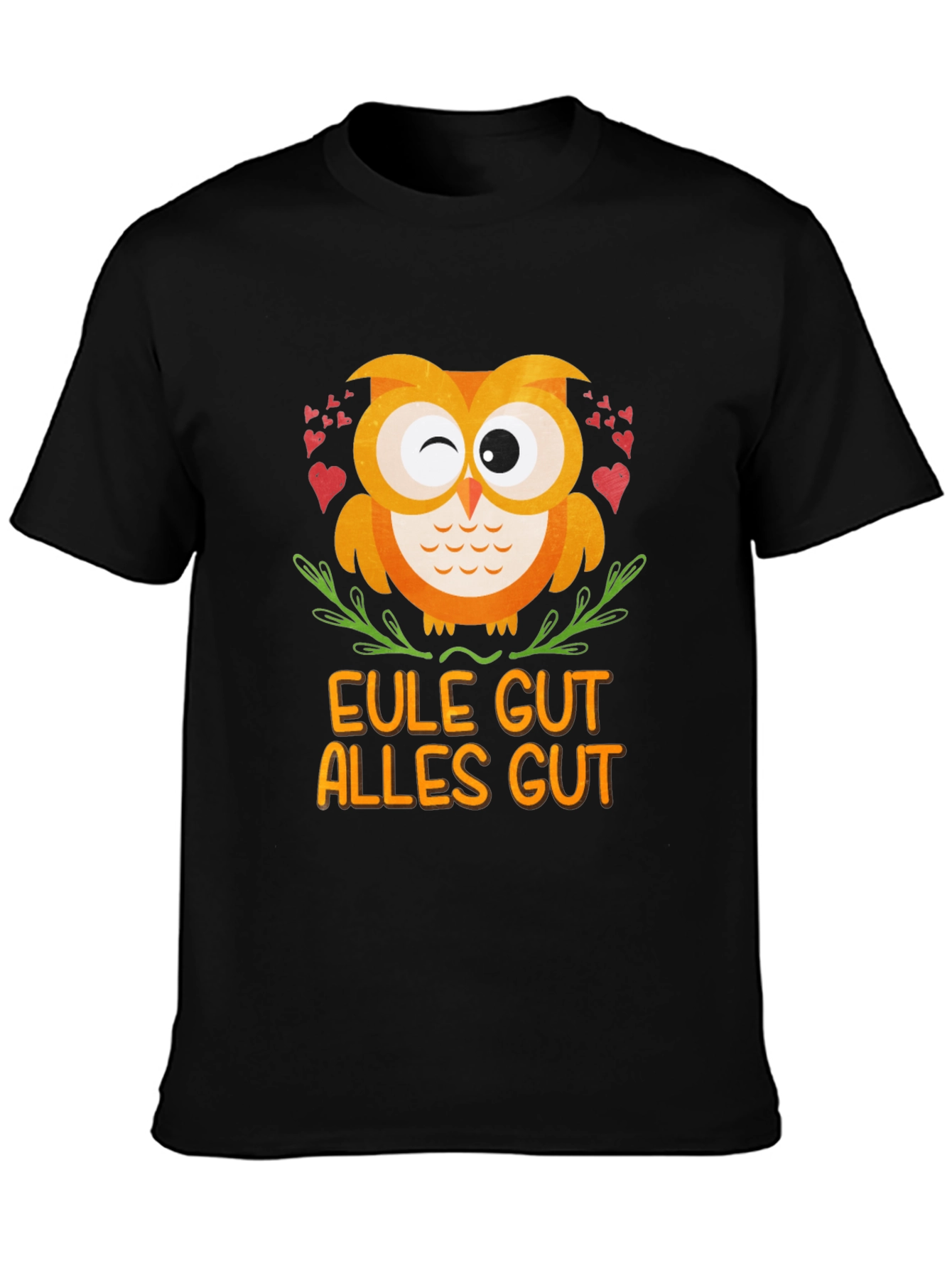 Black Eule Gut Alles Gut Owl T-Shirt - Black view 3