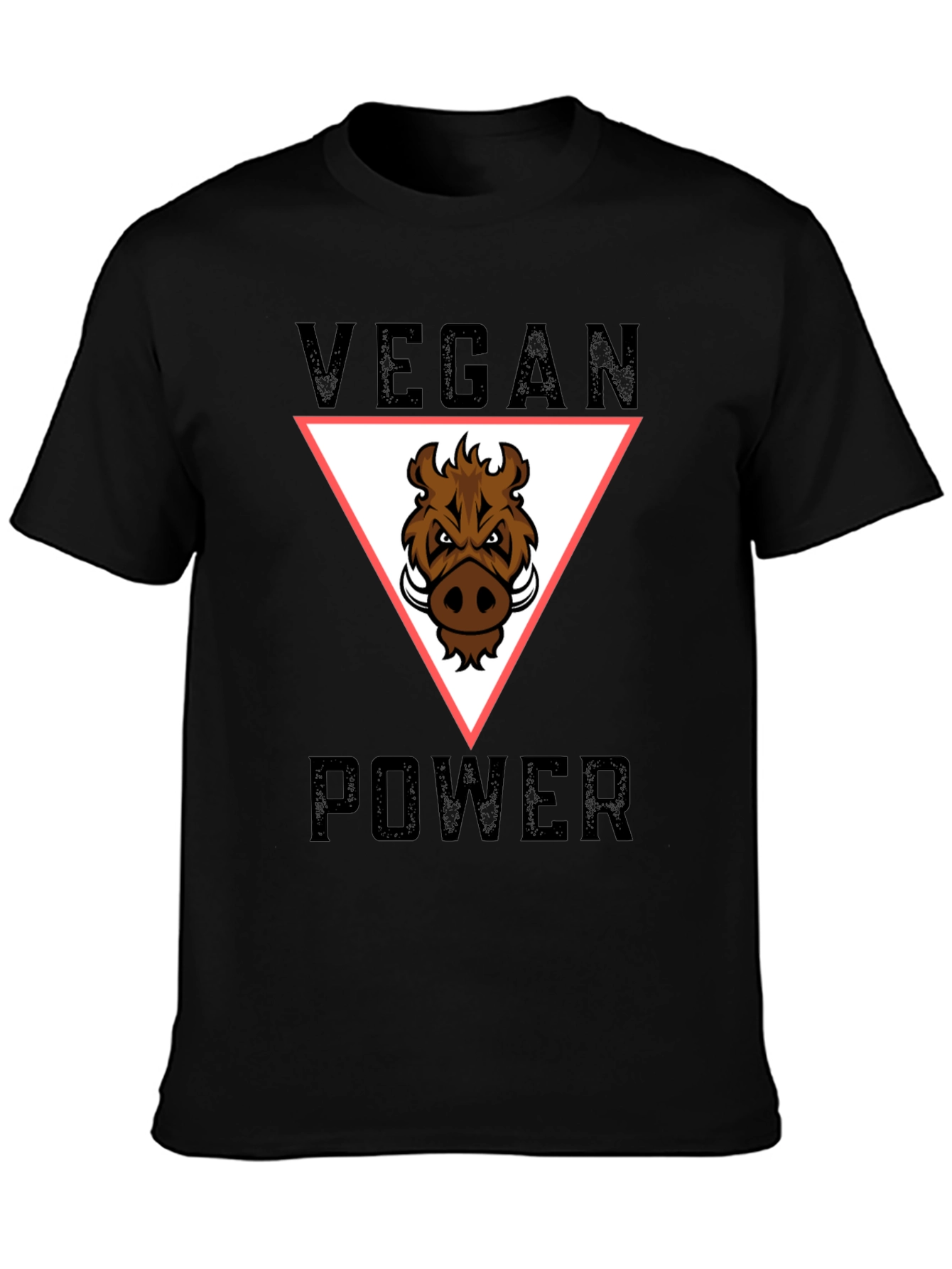 Black Vegan Power T-Shirt - Boar Graphic Tee view 3
