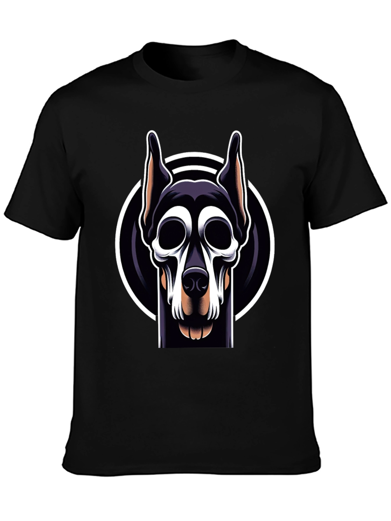 Black Doberman Skull Graphic Tee - Black view 3