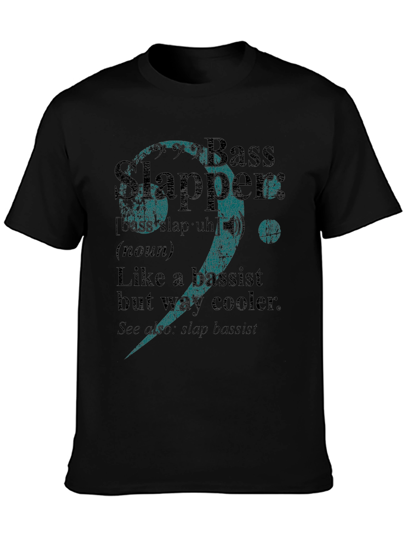 Black Bass Slapper Definition T-Shirt Funny Musician Tee view 3