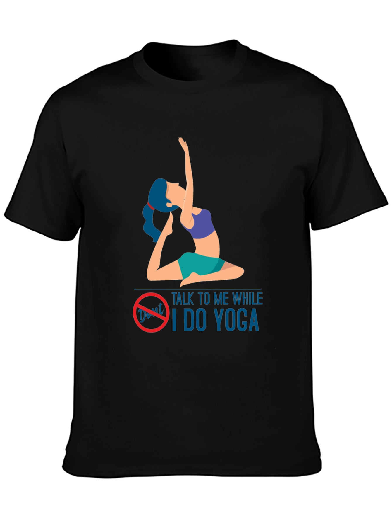 Black Yoga Lover T-Shirt: Don't Talk to Me While I Do Yoga view 3