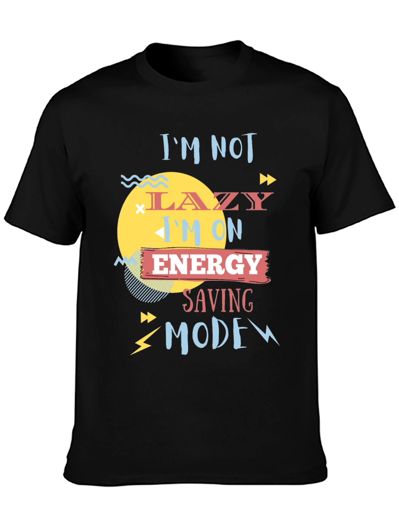 Black Funny Energy Saving Mode T-Shirt view 3
