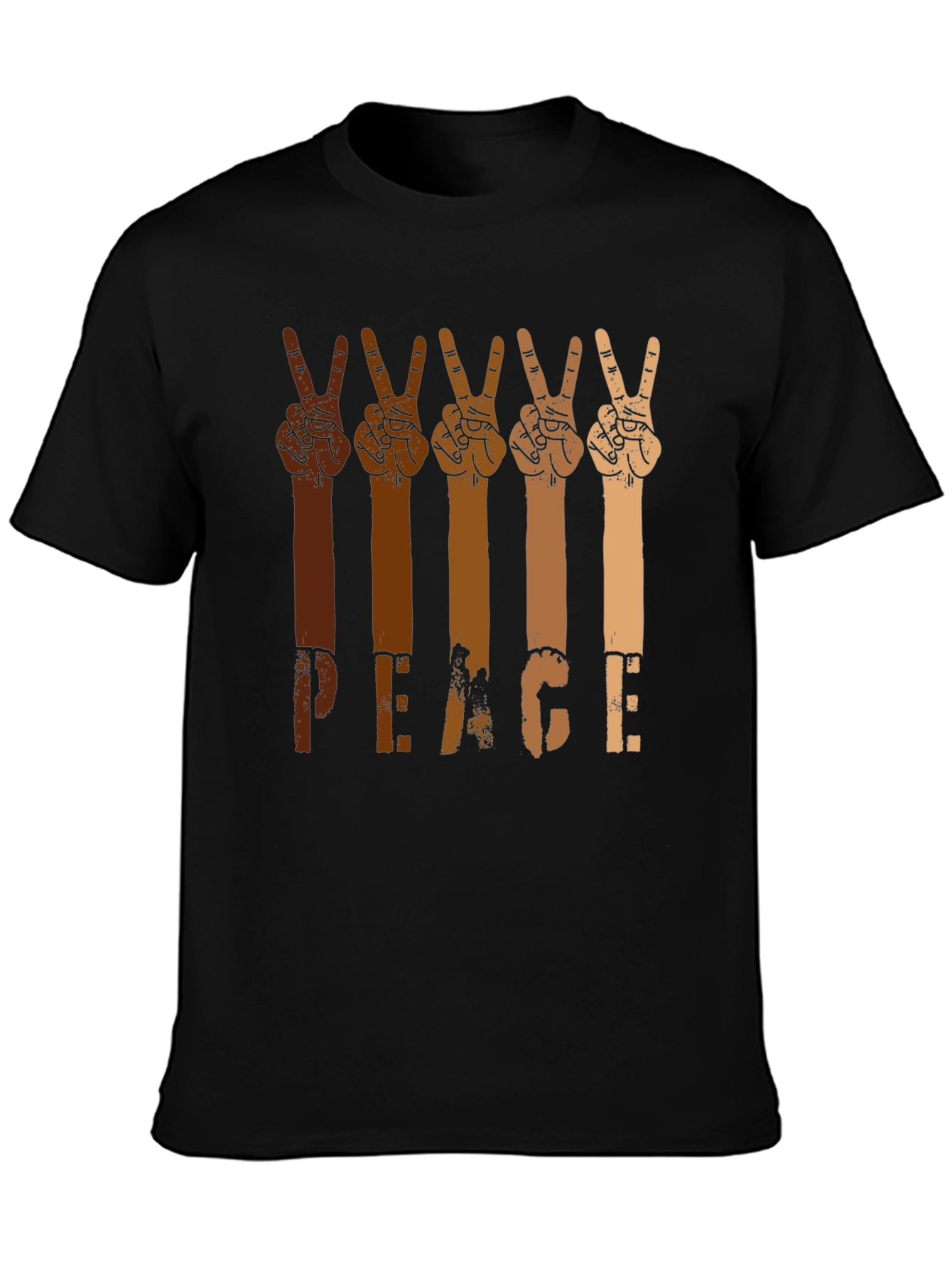 Black Peace Hands Graphic Tee - Multi-Skin Tone Unity Shirt view 3