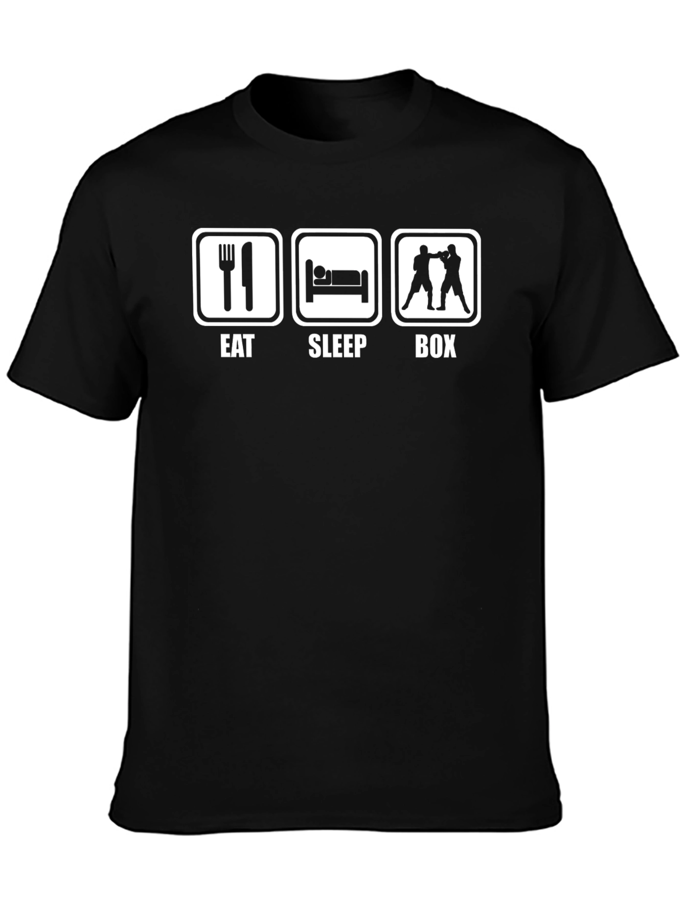 Black Eat Sleep Box T-Shirt - Boxing Humor Tee view 3