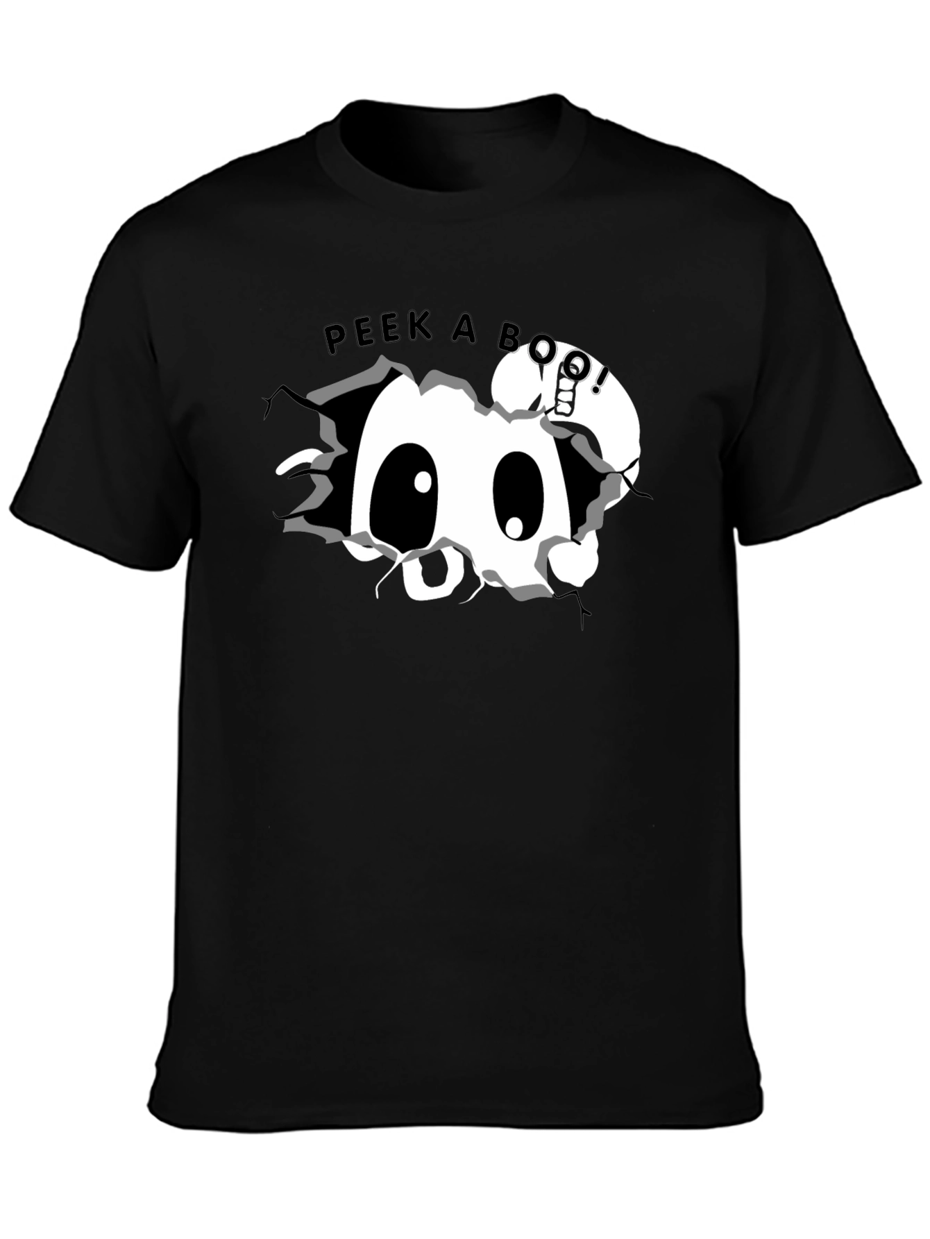 Black Peek-a-Boo Black Graphic Tee view 3