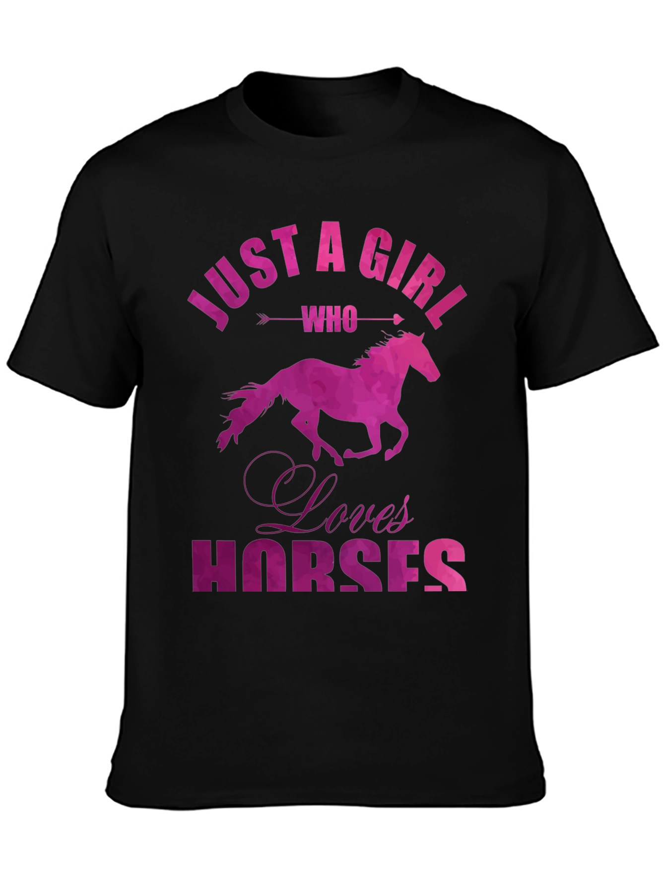 Black Just a Girl Who Loves Horses Graphic Tee view 3